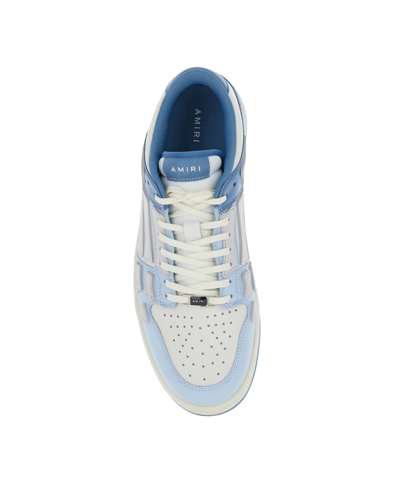AMIRI 'skel Top Low' Light Blue And Blue Bi-color Sneakers With Skeleton Patch In Leather Man - Light blue