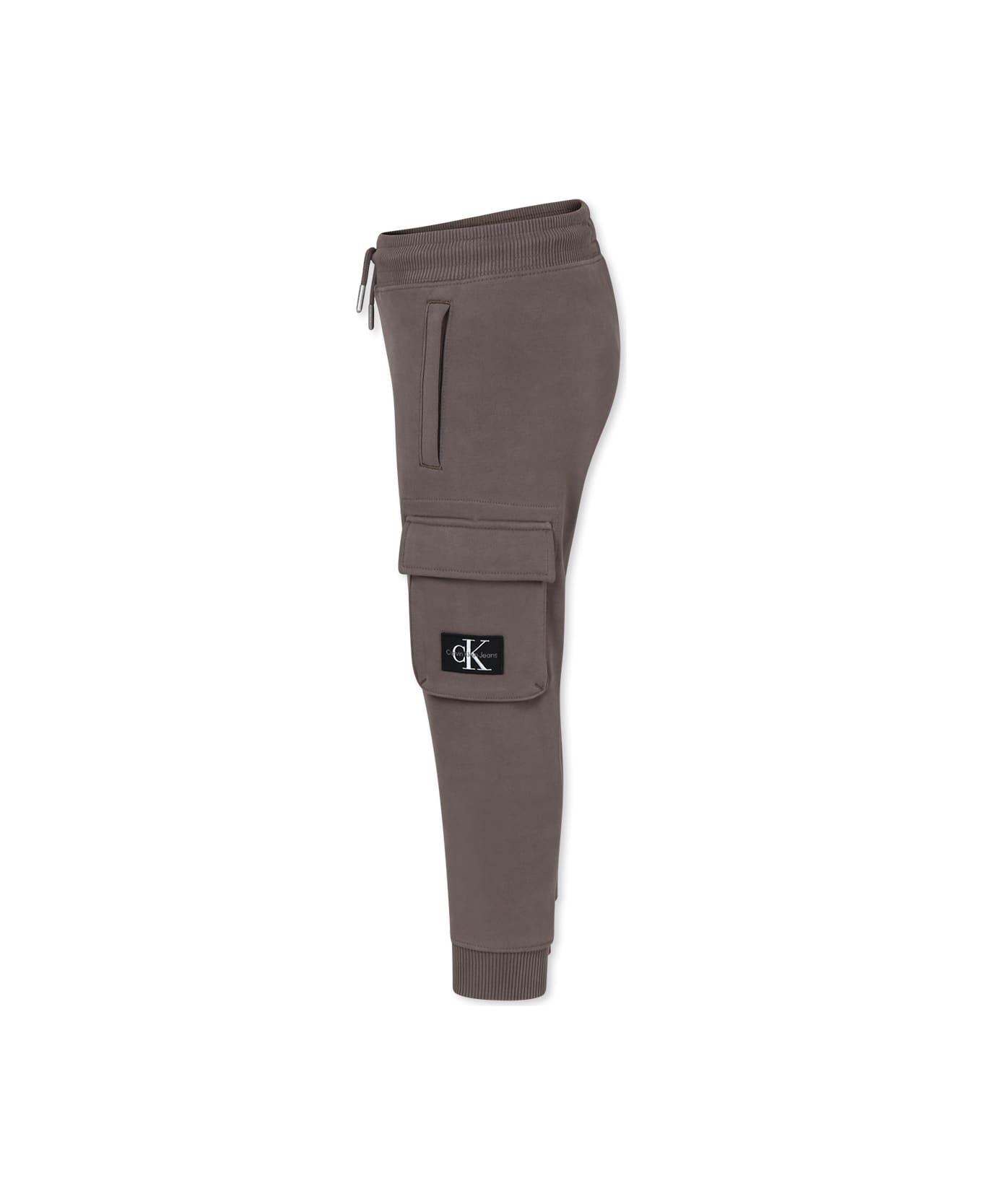Calvin Klein Brown Trousers For Boy With Logo - Brown