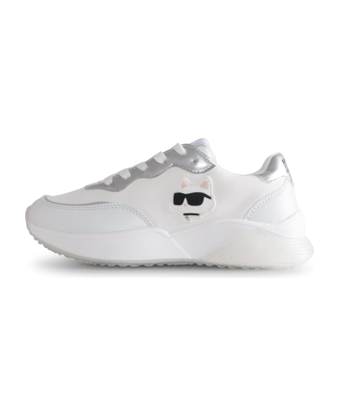 Karl Lagerfeld Kids White Sneakers For Girl With Choupette - White