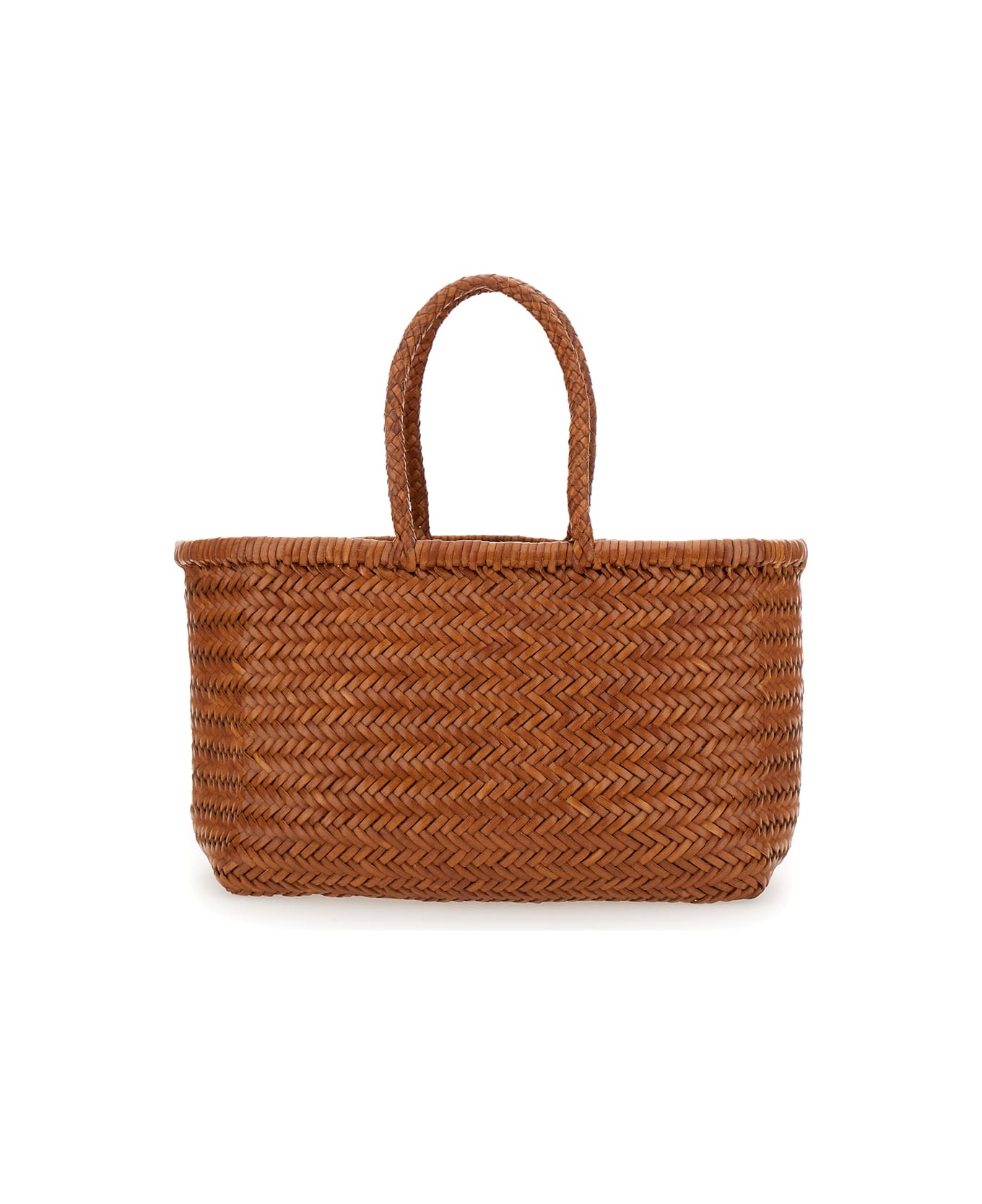 Dragon Diffusion 'bamboo Triple Jump' Light Brown Tote Bag In Woven Leather Woman - Brown