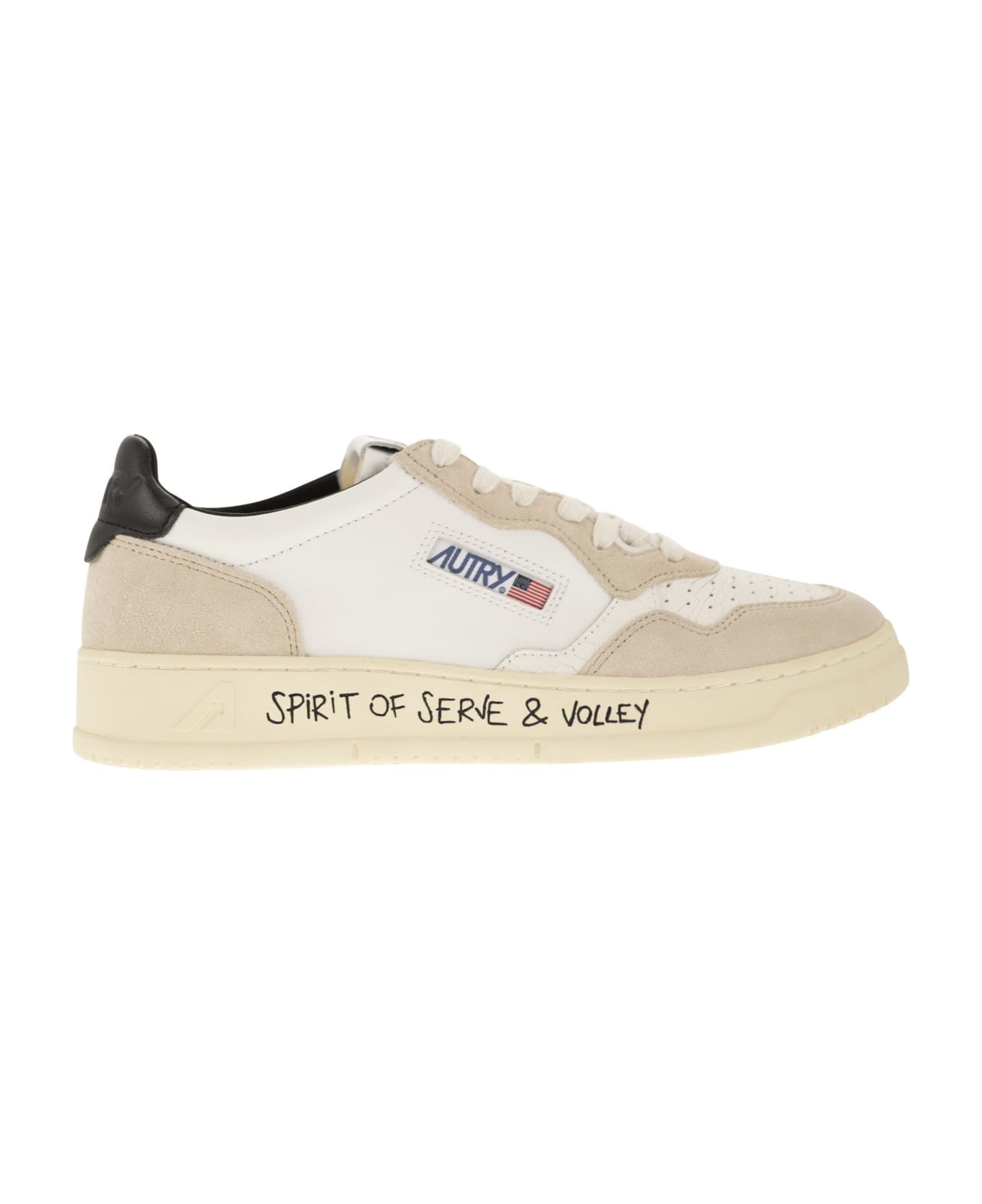 Autry Medalist Low - Leather And Suede Sneakers - White/black