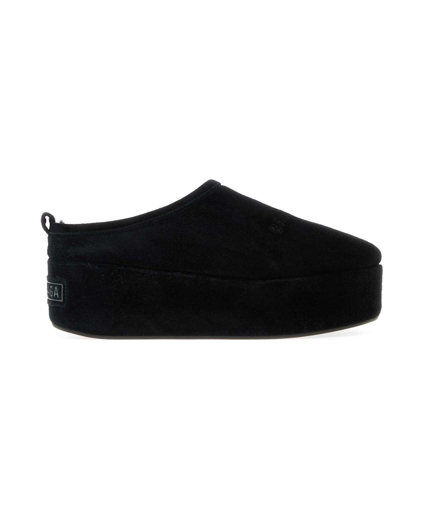 Balenciaga Black Suede Alaska Soft Slippers - Black