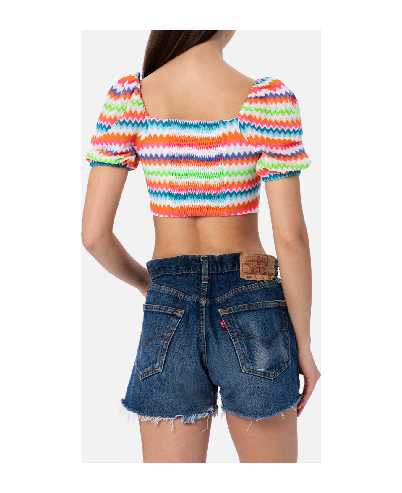 MC2 Saint Barth Woman Raschel Knit Cropped Top - MULTICOLOR
