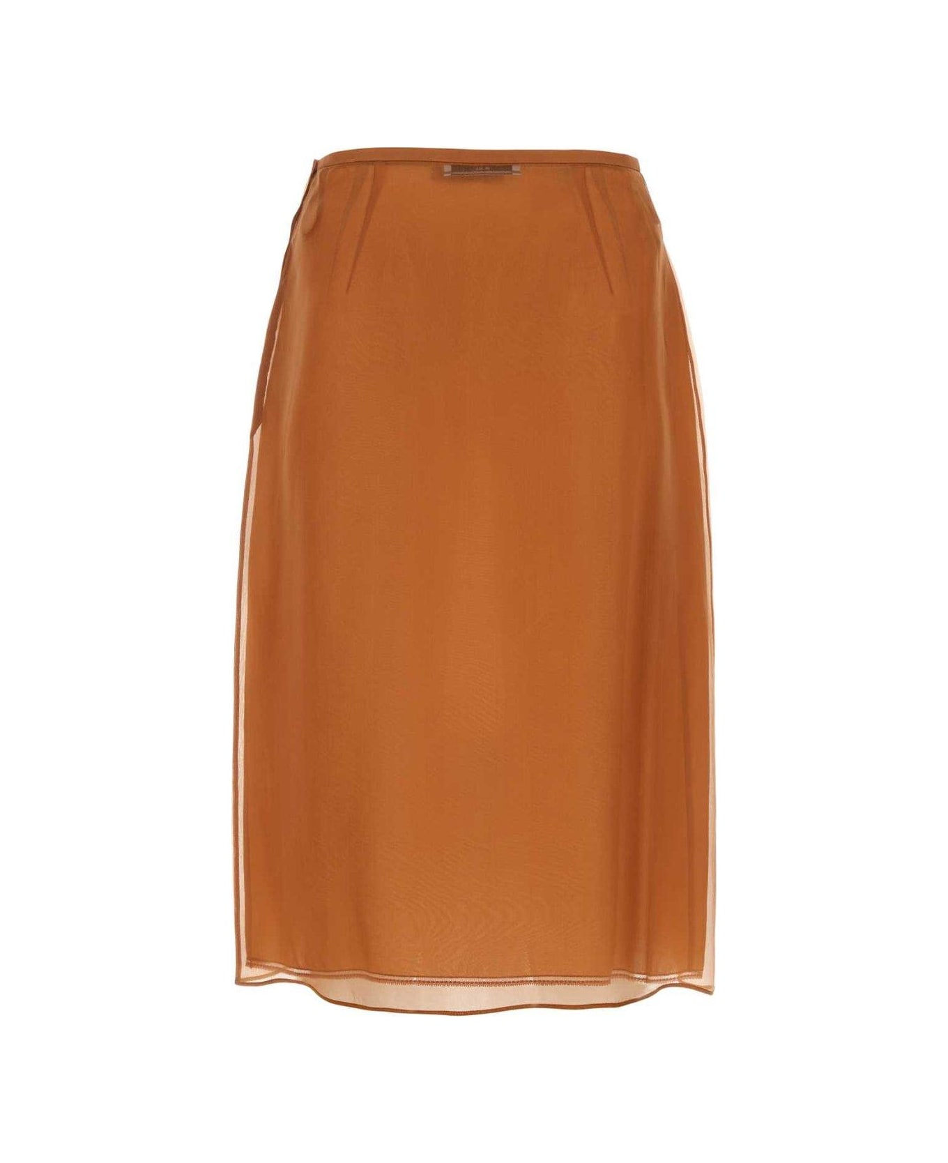 Prada Fuoco Double Layer Semi-sheer Midi Skirt