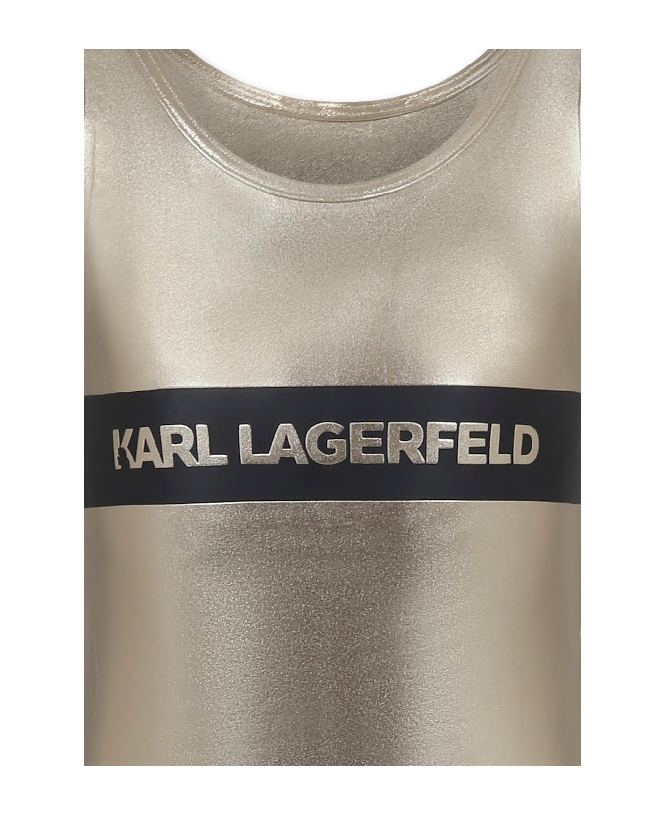 Karl Lagerfeld Kids Gold Swimsuit For Girl With Logo - Gold
