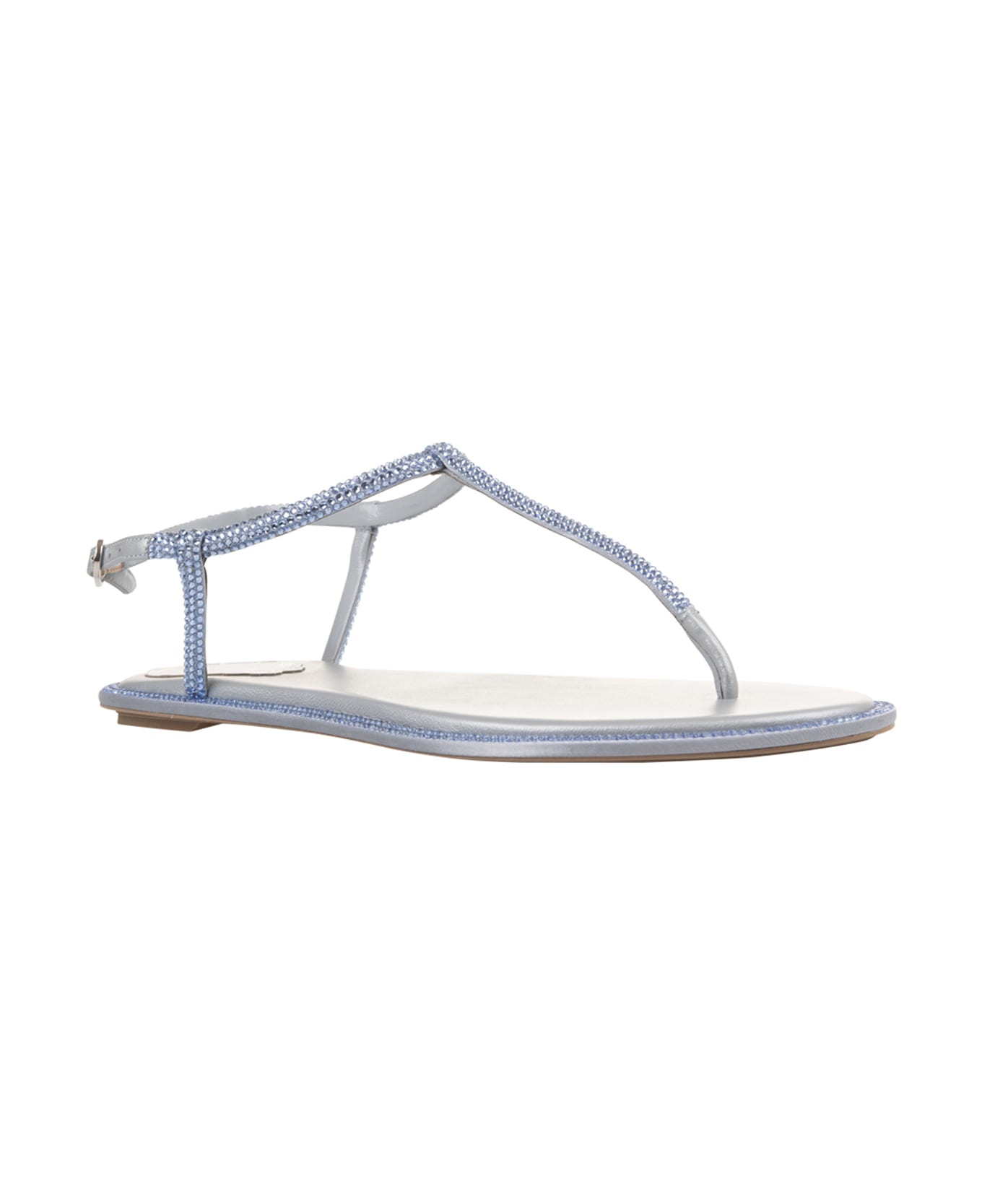 René Caovilla Light Blue Diana Low Jewel Sandals - Blue