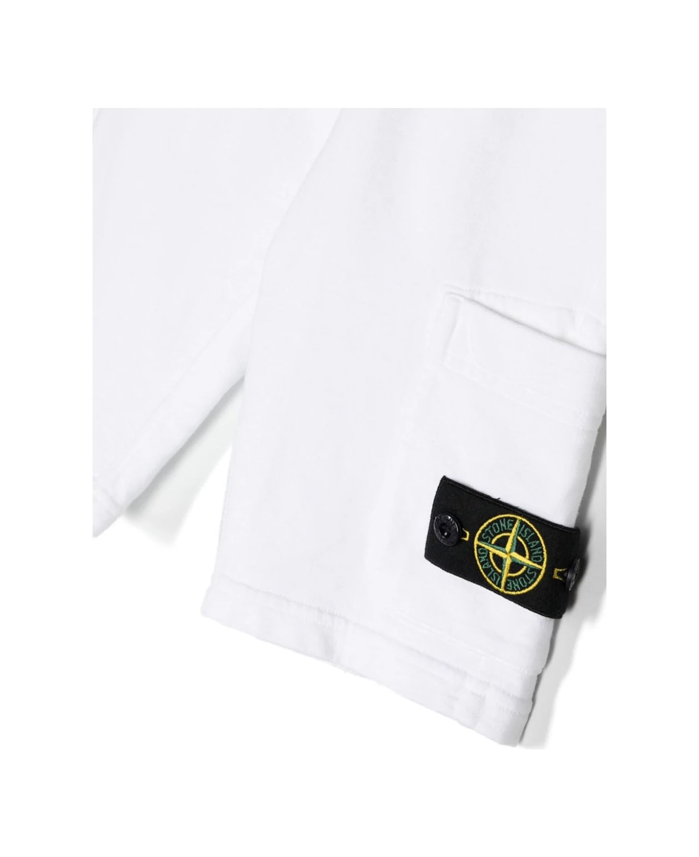 Stone Island Junior White Sports Shorts With Logo - Bianco