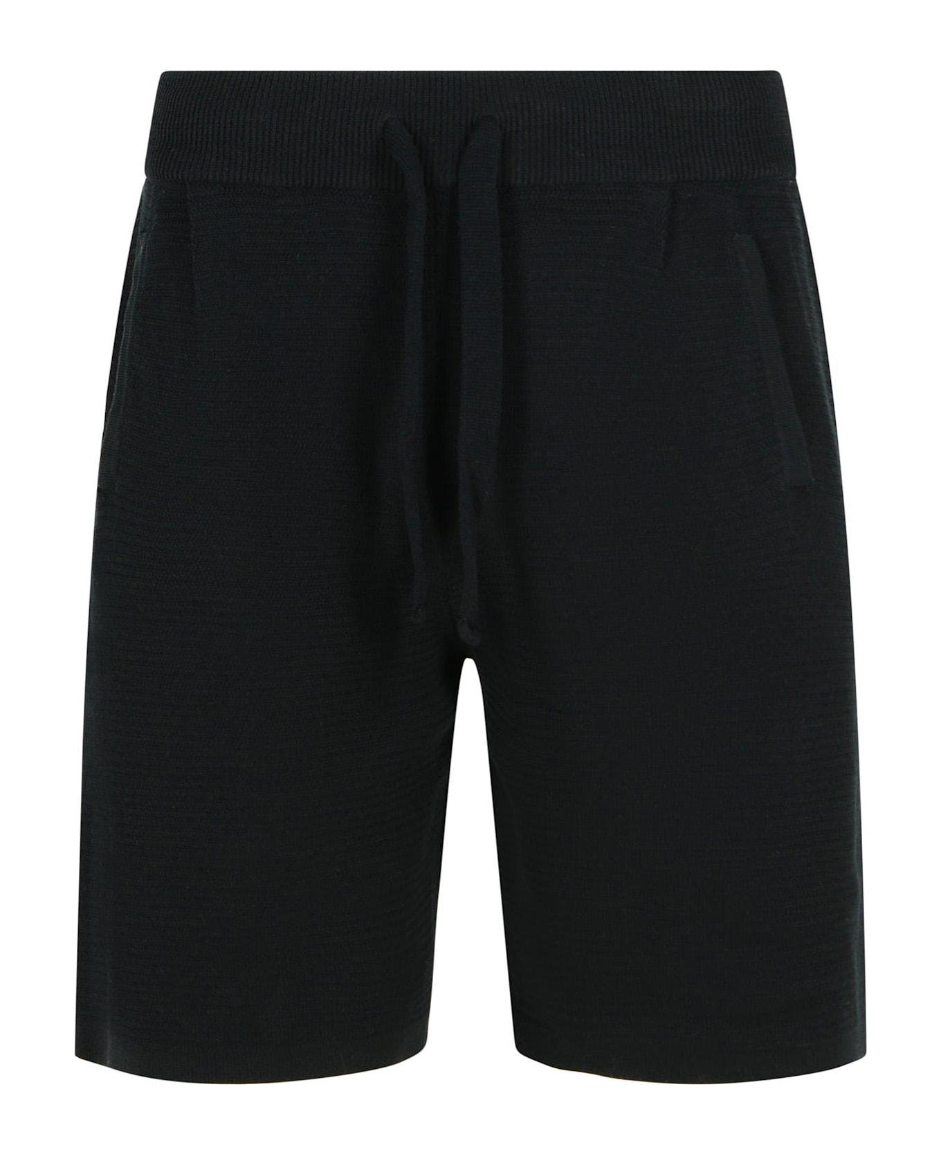 Laneus Black Cotton Bermuda Shorts - Black