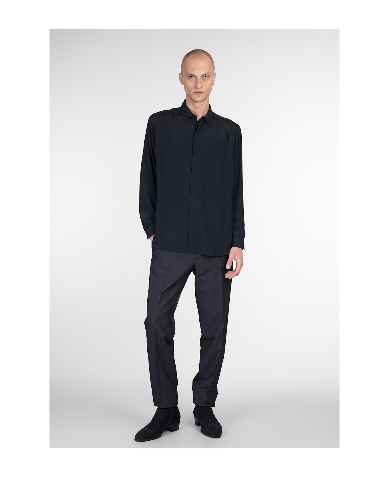 Lardini Shirt In Black Silk - black