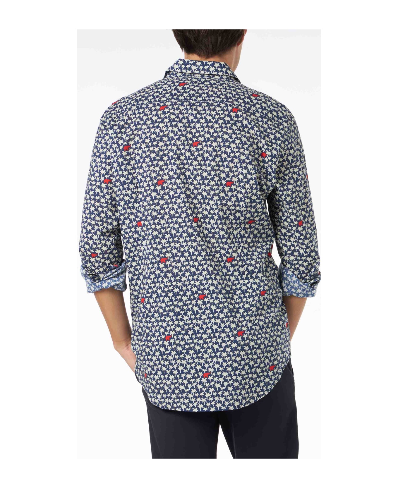 MC2 Saint Barth Man Muslin Cotton Sikelia Shirt With Palm Print