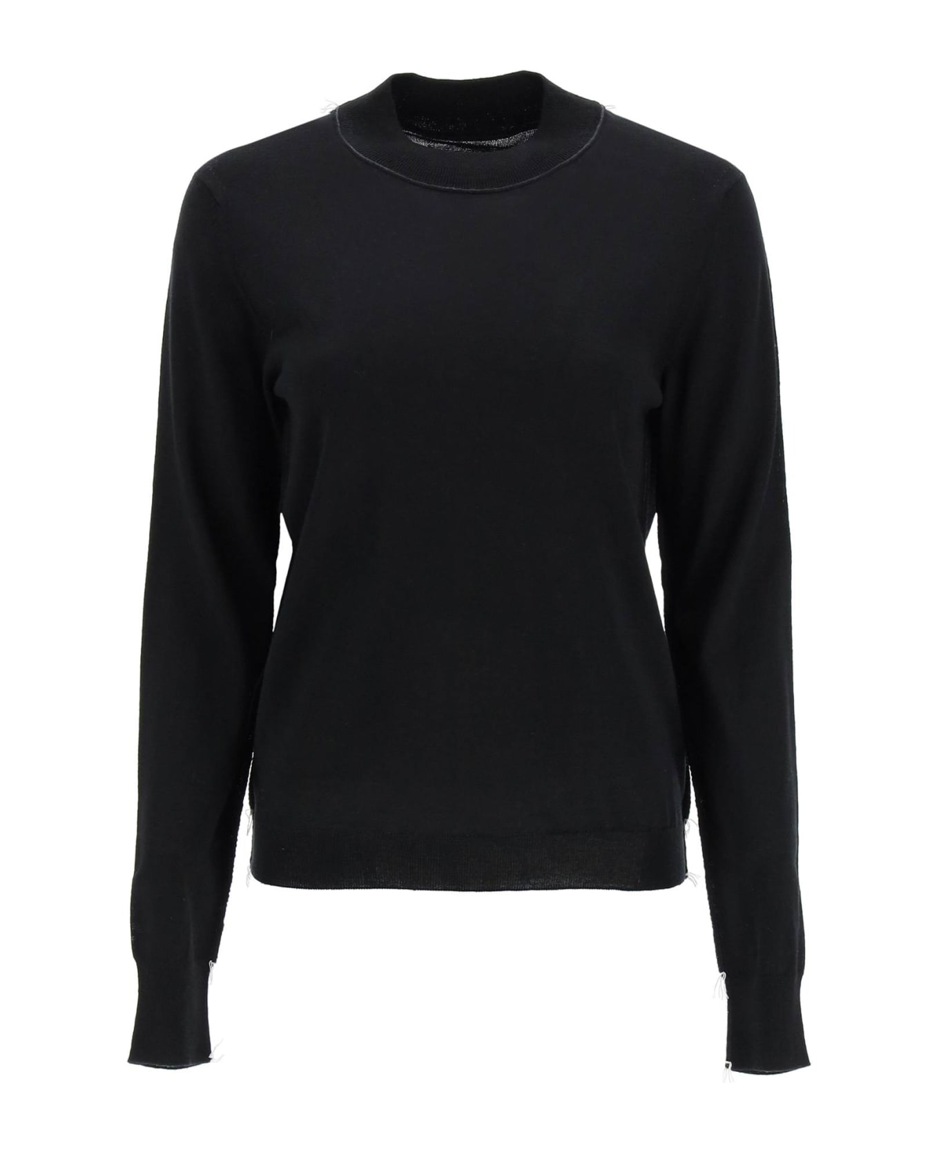 Maison Margiela Wool Sweater With Inside-out Seams - BLACK (Black)