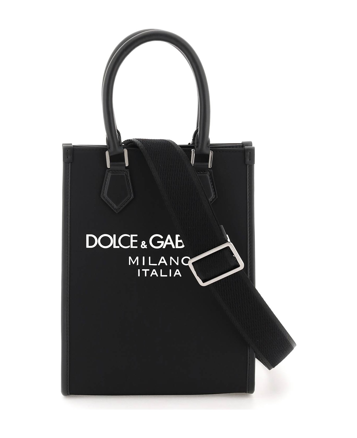 Dolce & Gabbana Small Nylon Tote Bag With Logo - Nero/nero