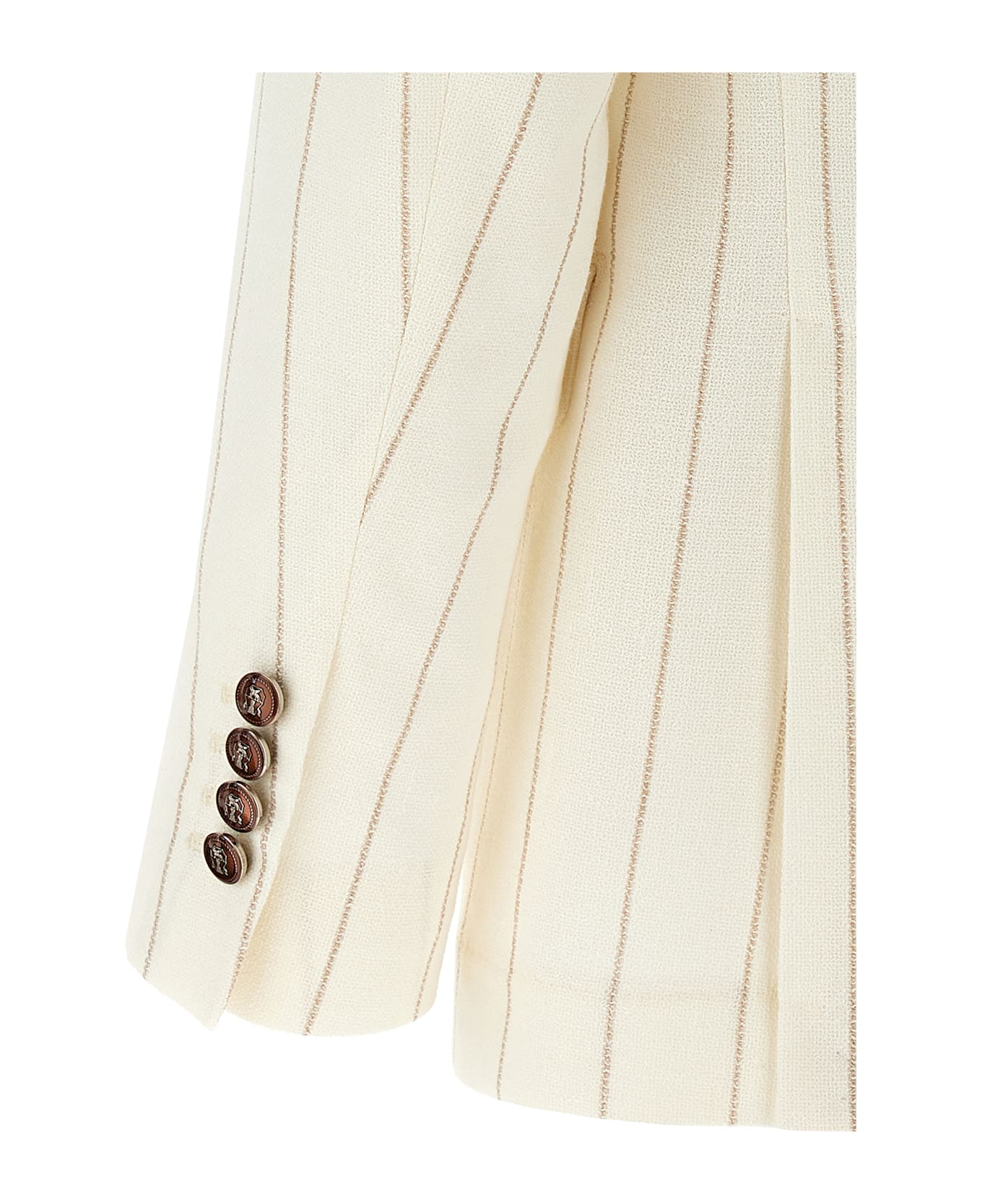 Brunello Cucinelli Pinstriped Deconstructed Blazer - Beige