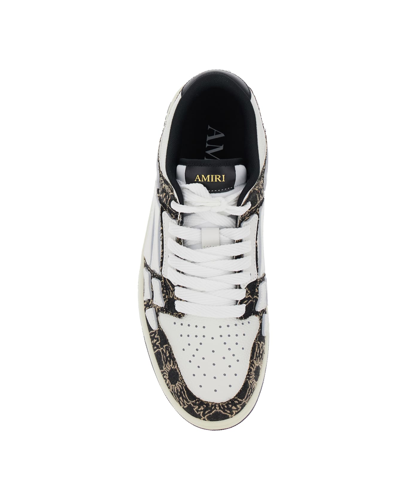 AMIRI 
skel Top Low
 Black Sneaker With Skeleton Applications And All-over Logo Print In Leather Man - Black
