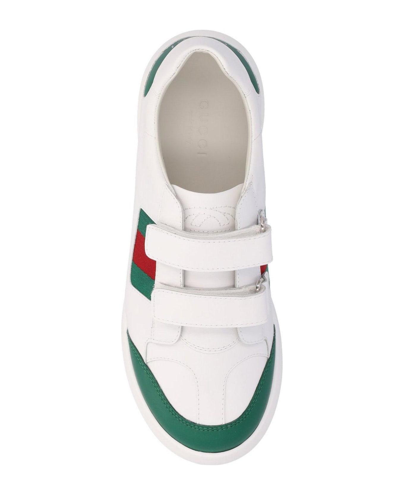Gucci Logo Printed Round Toe Sneakers - White シューズ
