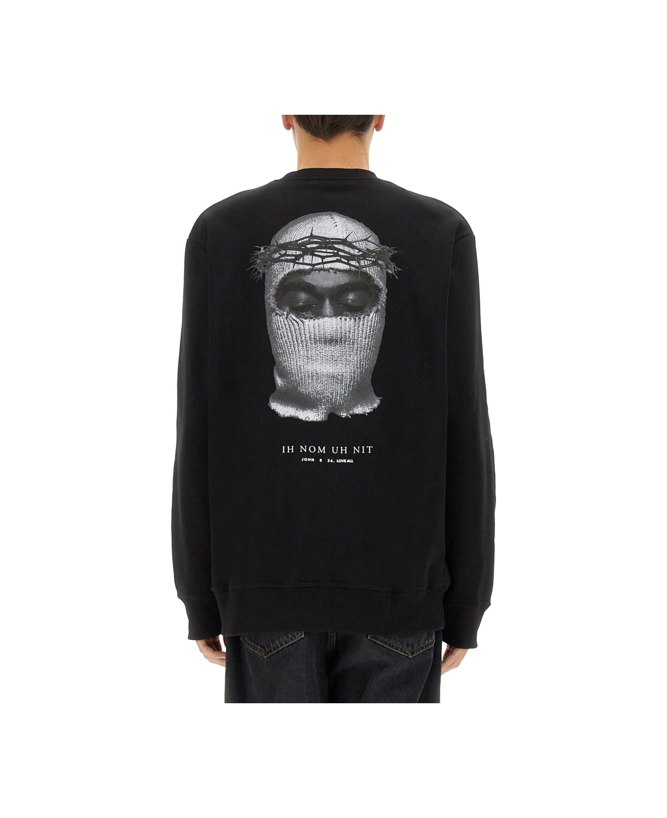 ih nom uh nit Crown Mask Print Sweatshirt - BLACK