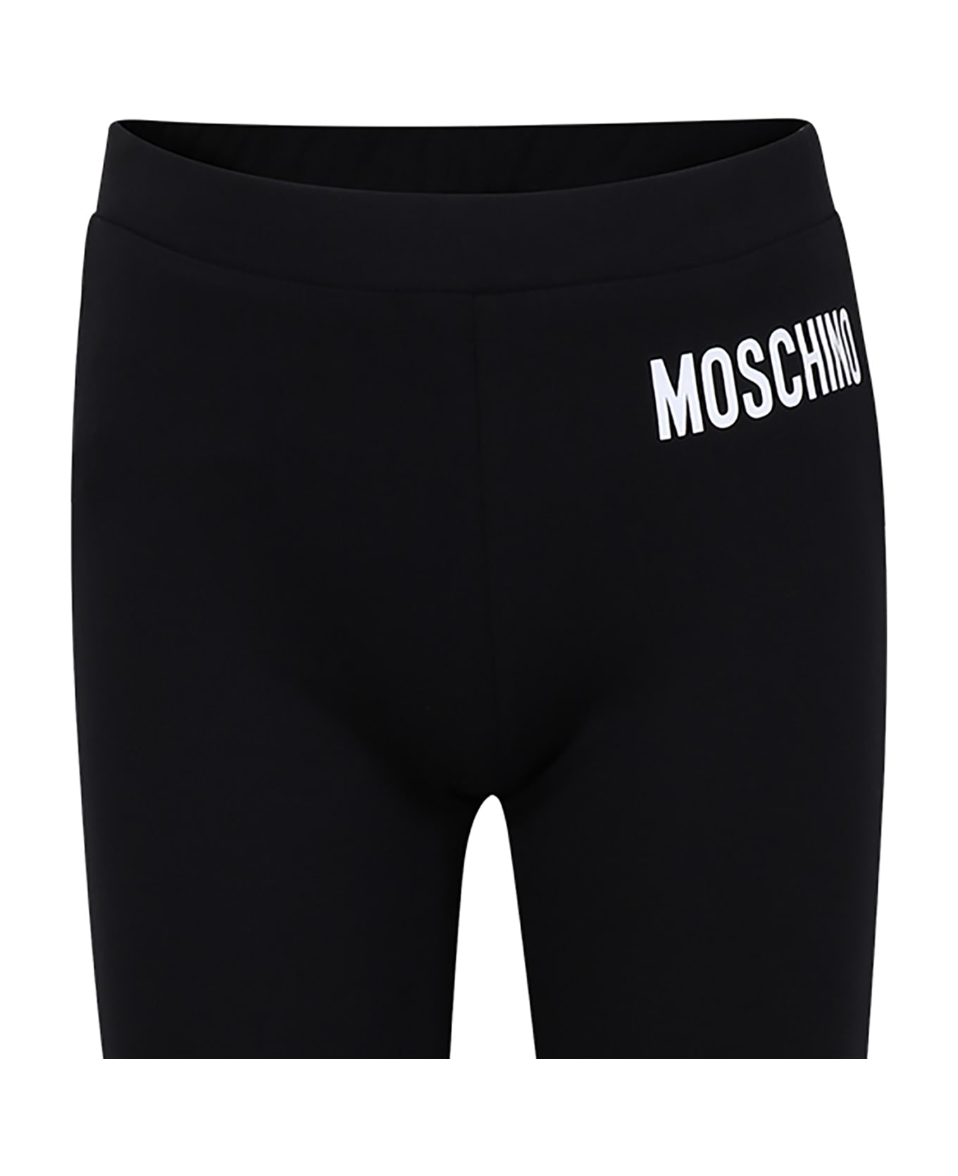 Moschino Black Leggings For Girl With Logo - Black