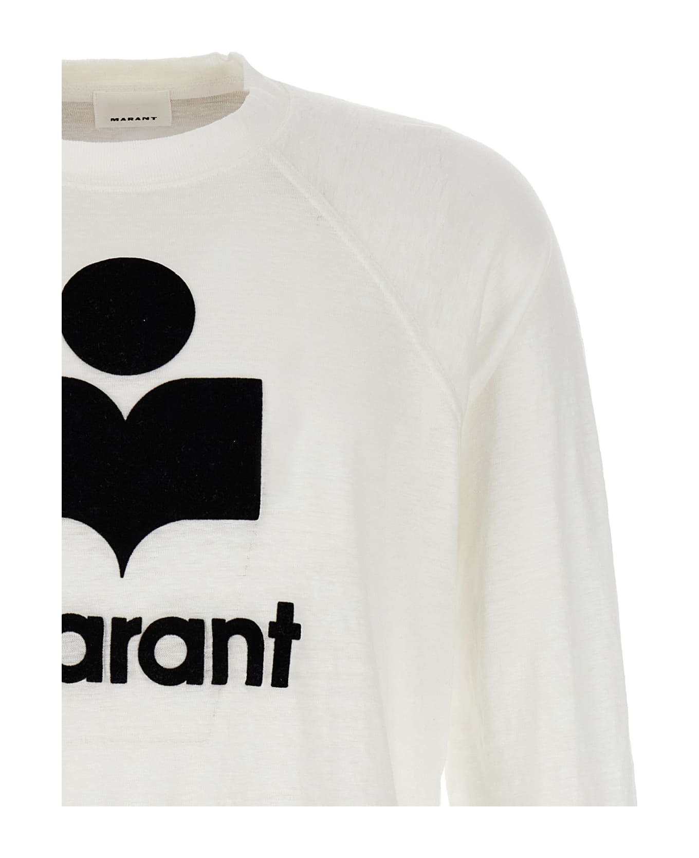 Isabel Marant Kieffer Linen Crew Neck T-shirt - White/Black フリース