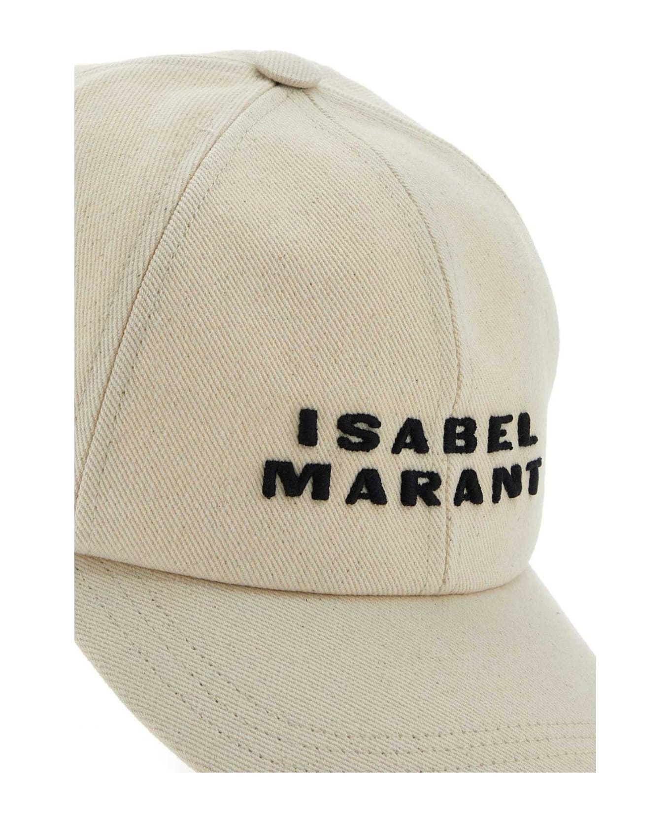 Isabel Marant Logo Embroidered Baseball Cap - Ecbk Ecru Black 帽子