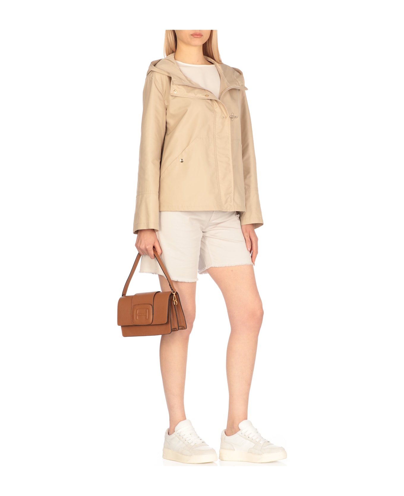 Fay Waterproof Short Parka - Beige