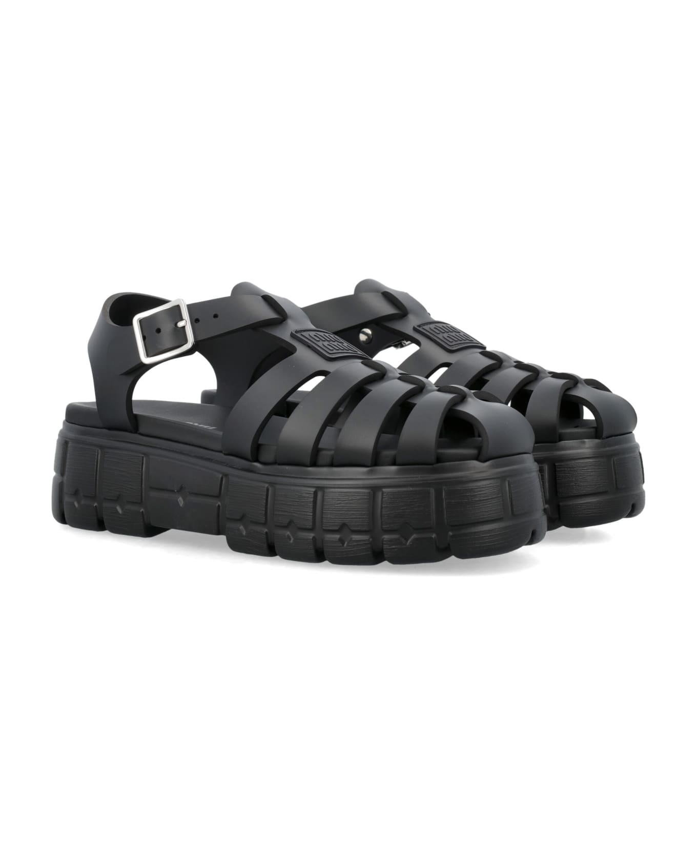 Miu Miu Leather Sandals - Nero
