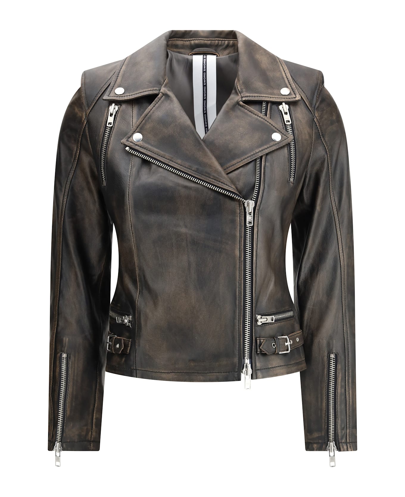 S.W.O.R.D 6.6.44 Cropped Leather Biker Jacket