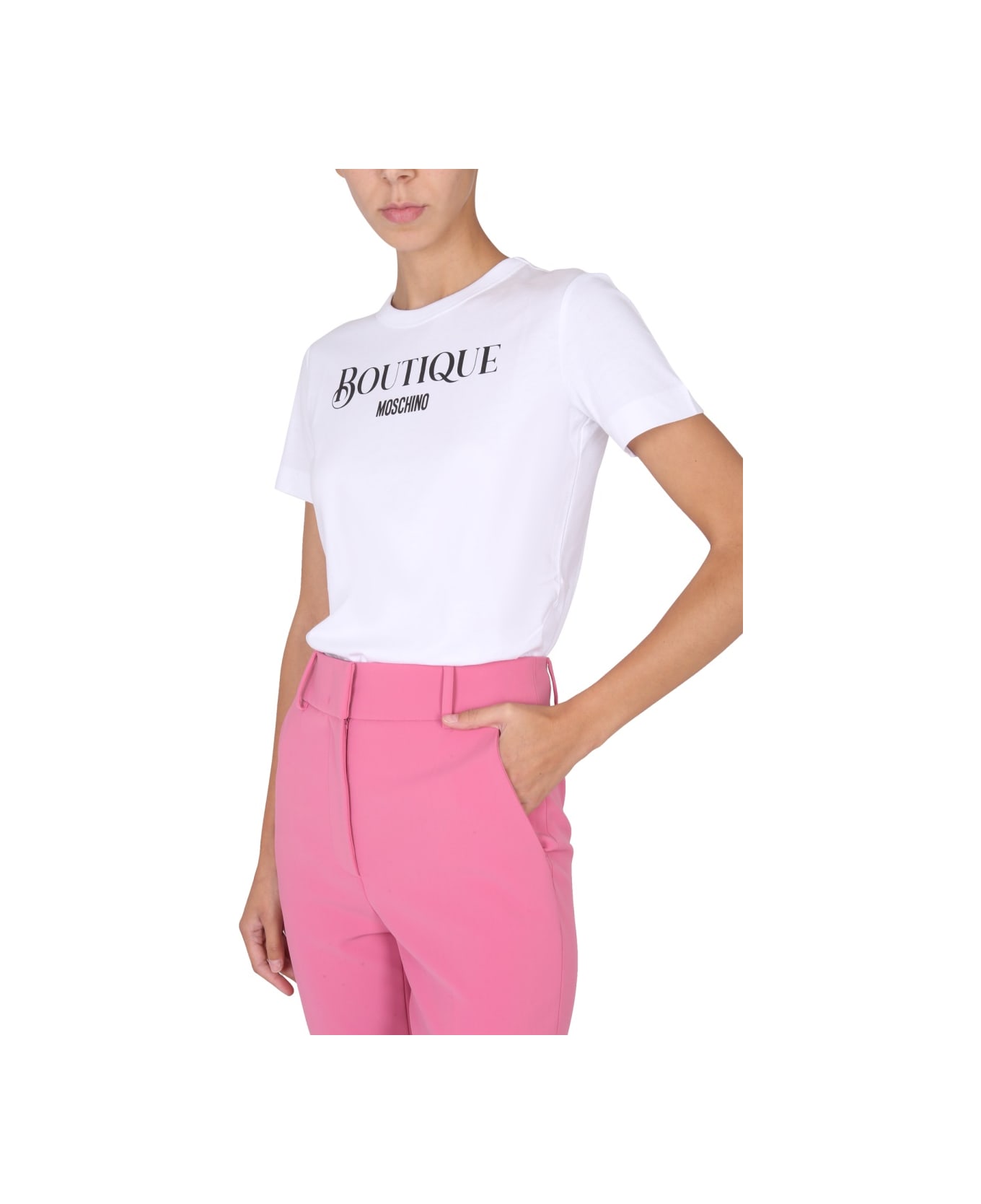 Boutique Moschino Logo Print T-shirt - WHITE