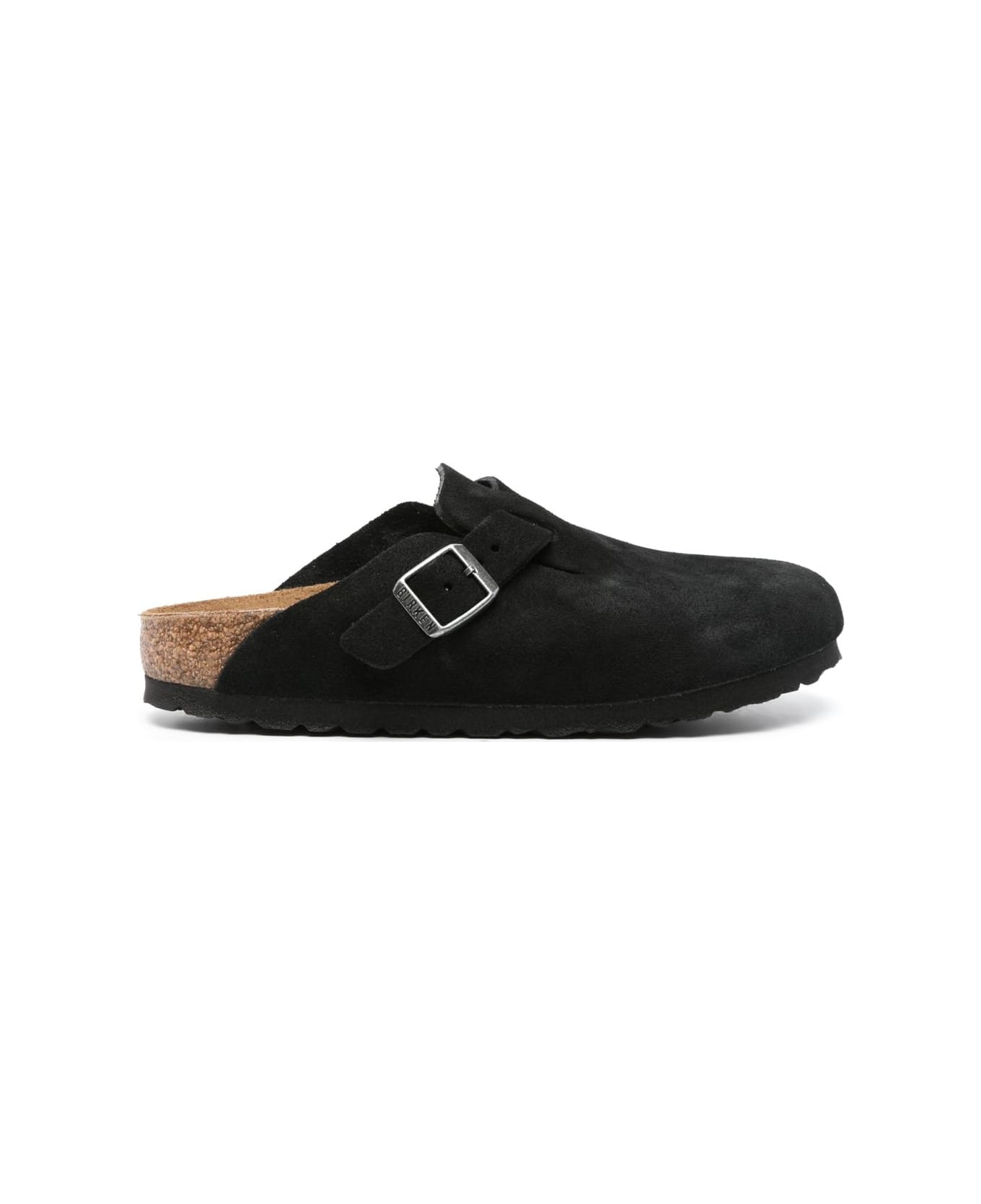 Birkenstock Boston Suede Leather Slippers - Black