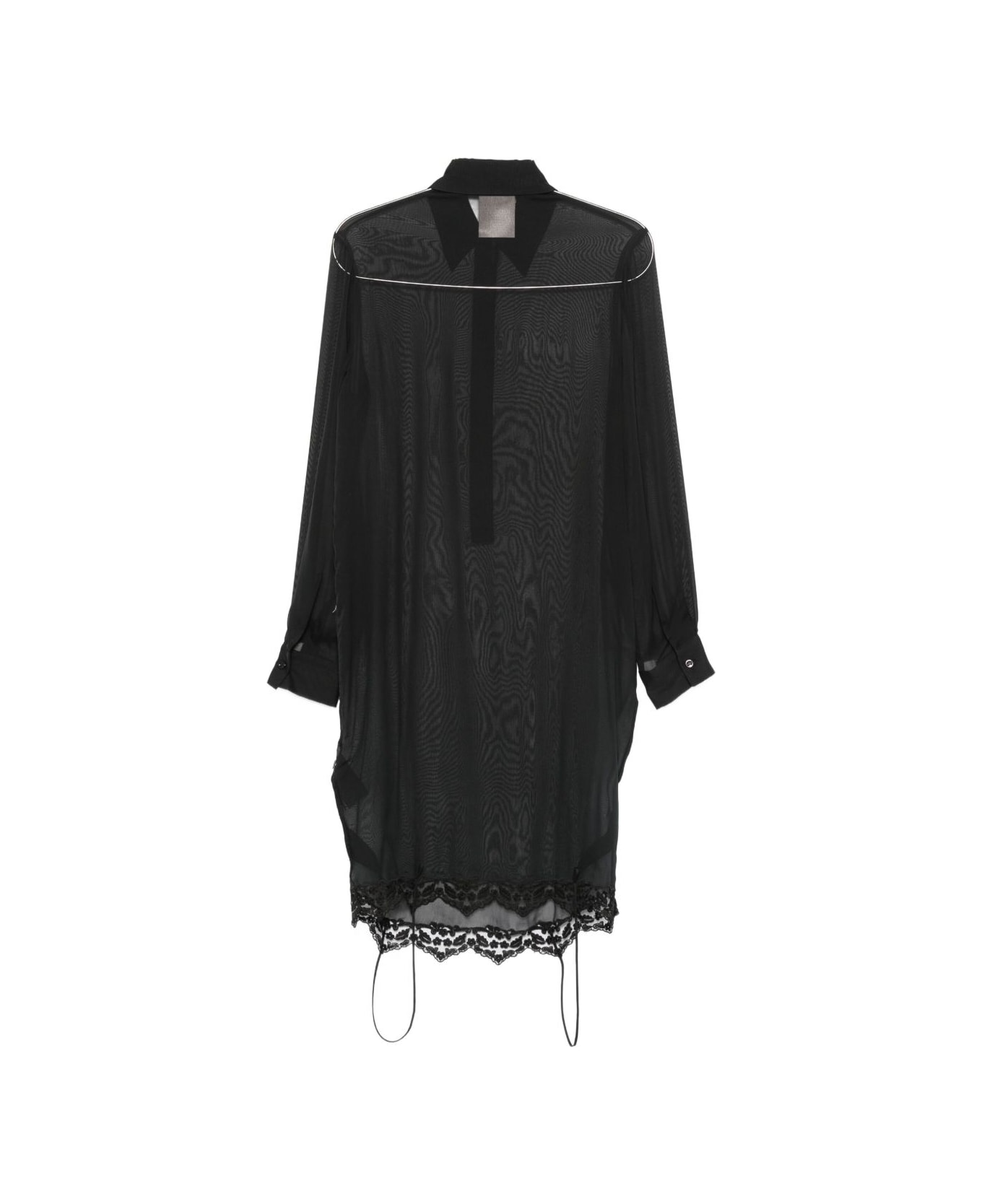 SEMICOUTURE Silk Blend Long Shirt - Black