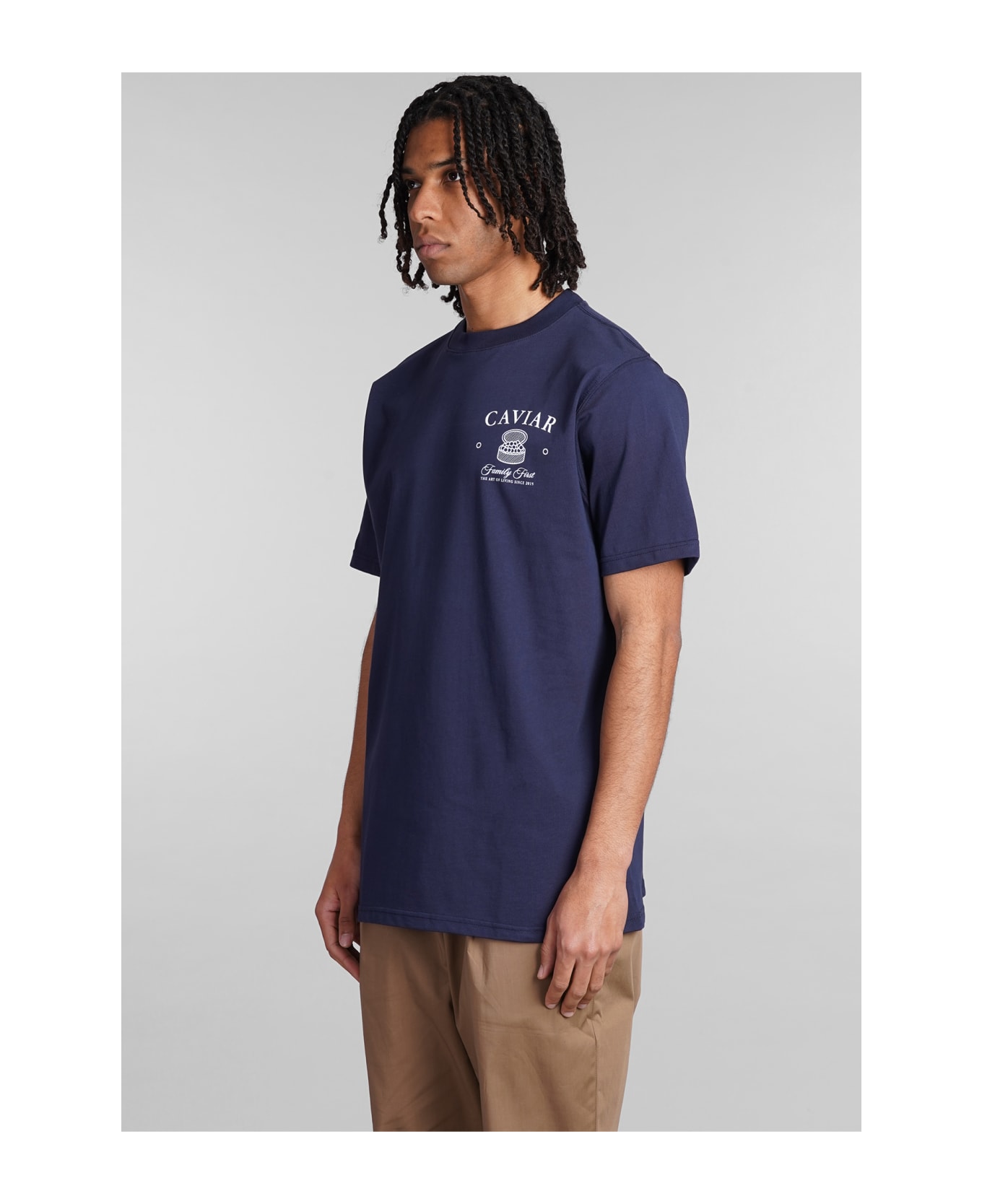 Family First Milano T-shirt In Blue Cotton - blue