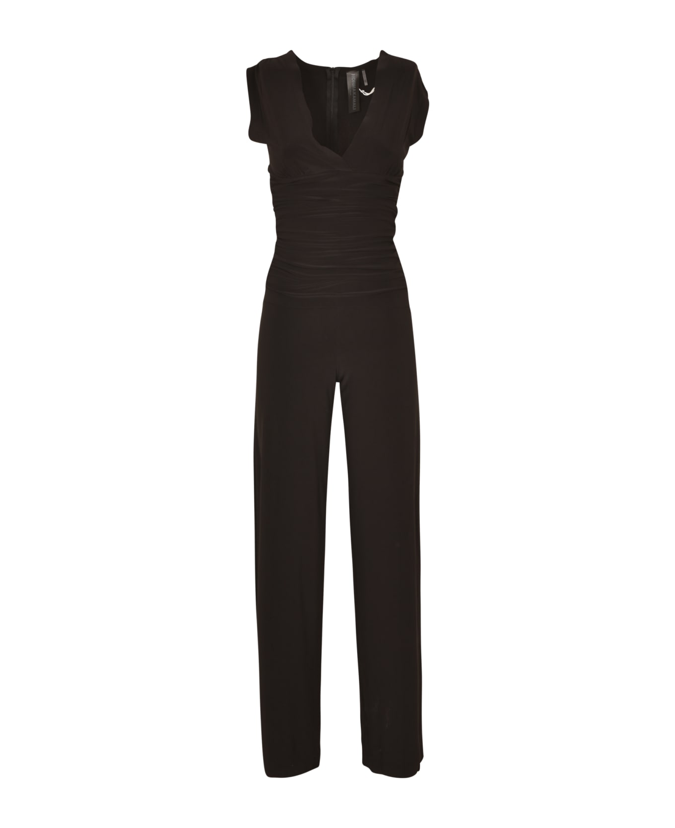 Norma Kamali Rear Zip Sleeveless V-neck Bodysuit - Black ジャンプスーツ