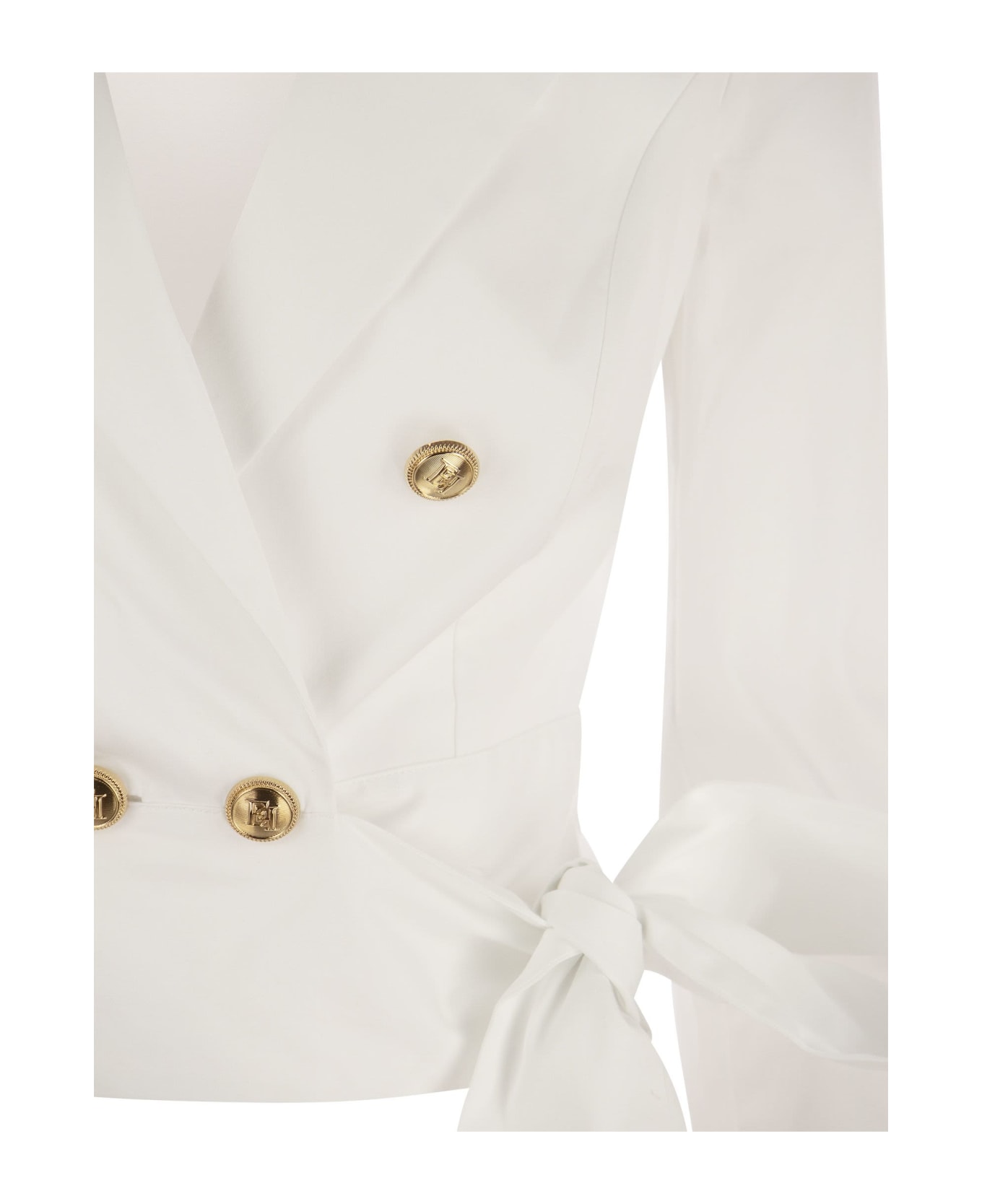 Elisabetta Franchi Cotton Shirt With Sash - White