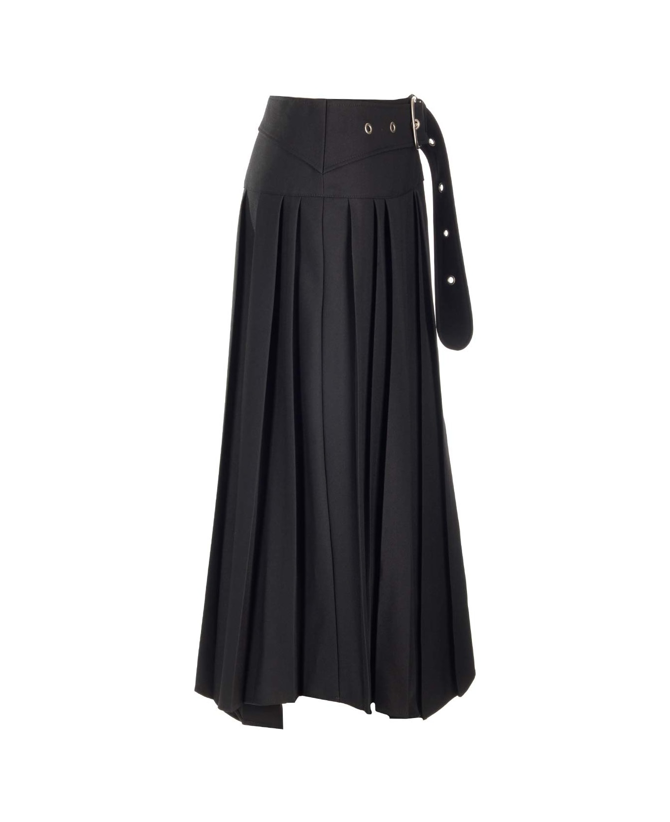 Off-White Pleated Asymmetrical Skirt - Black No C