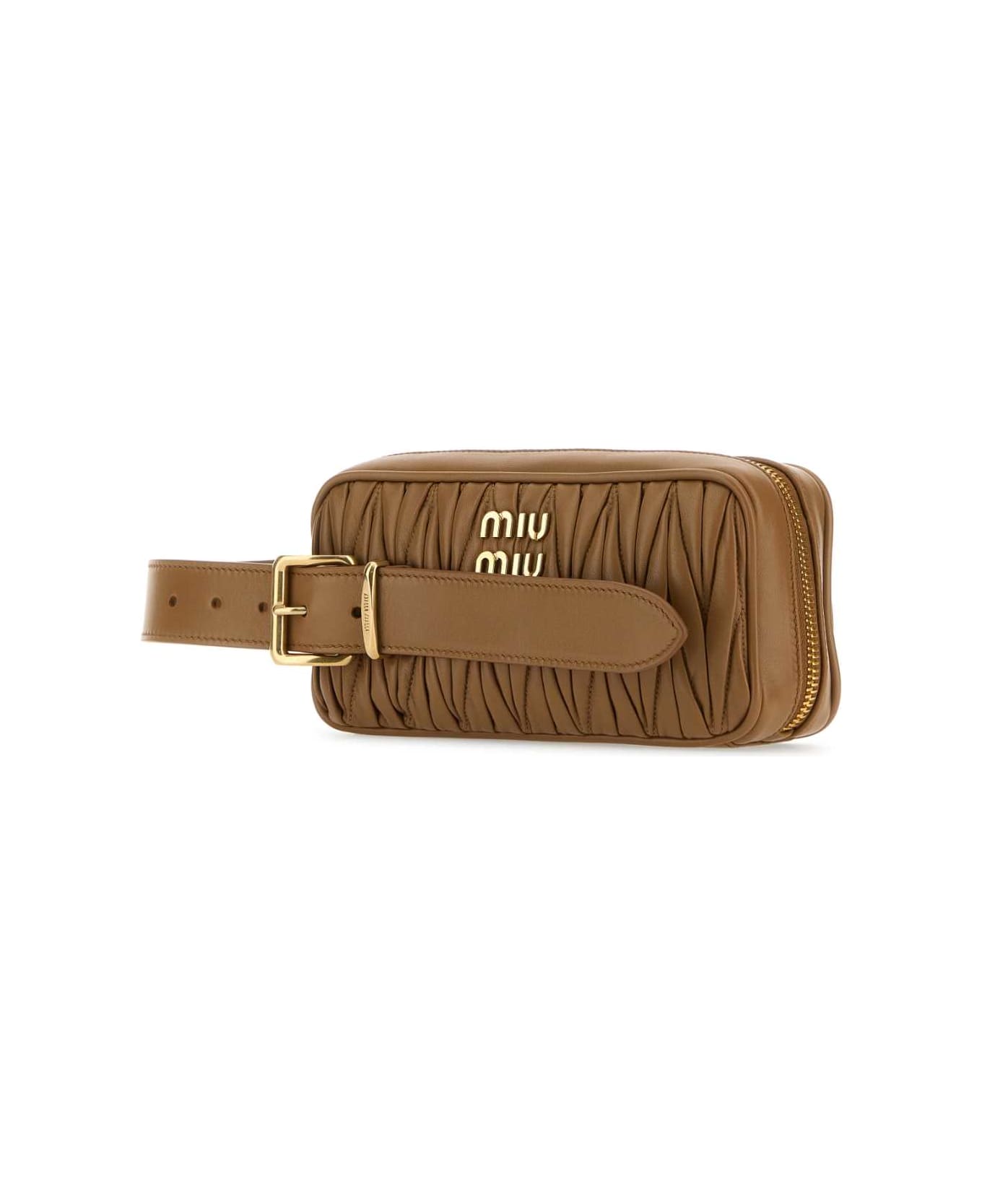 Miu Miu Biscuit Leather Clutch - CARAMEL