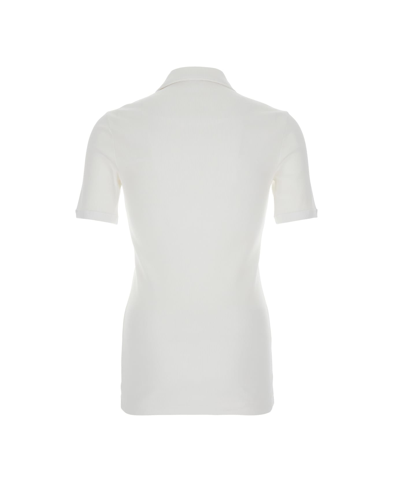 Dolce & Gabbana White T-shirt With Classic Collar And Cross Lace Closure On The Front In Cotton Stretch Man - BIANCO OTTICO