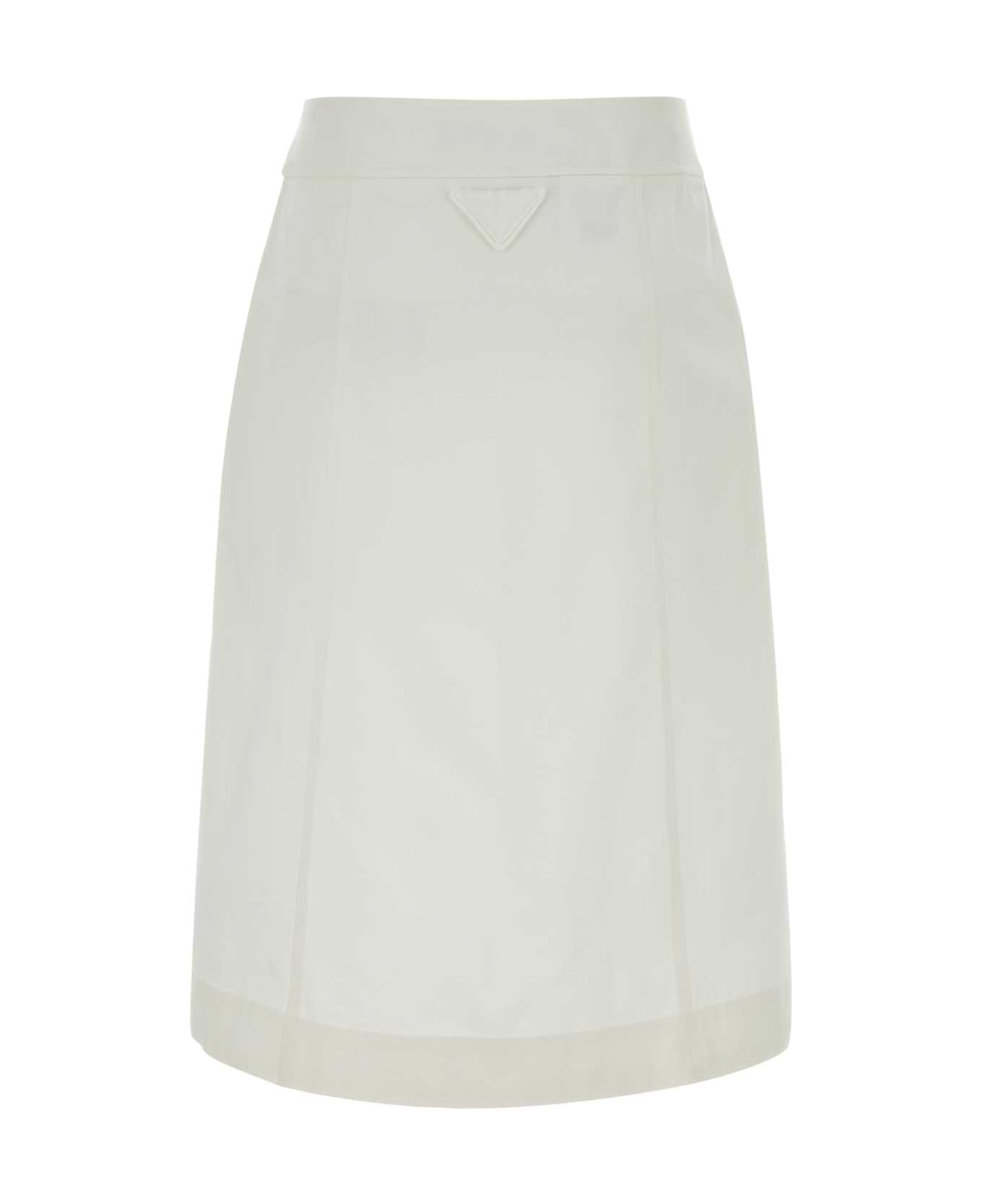 Prada White Gabardine Skirt - BIANCO
