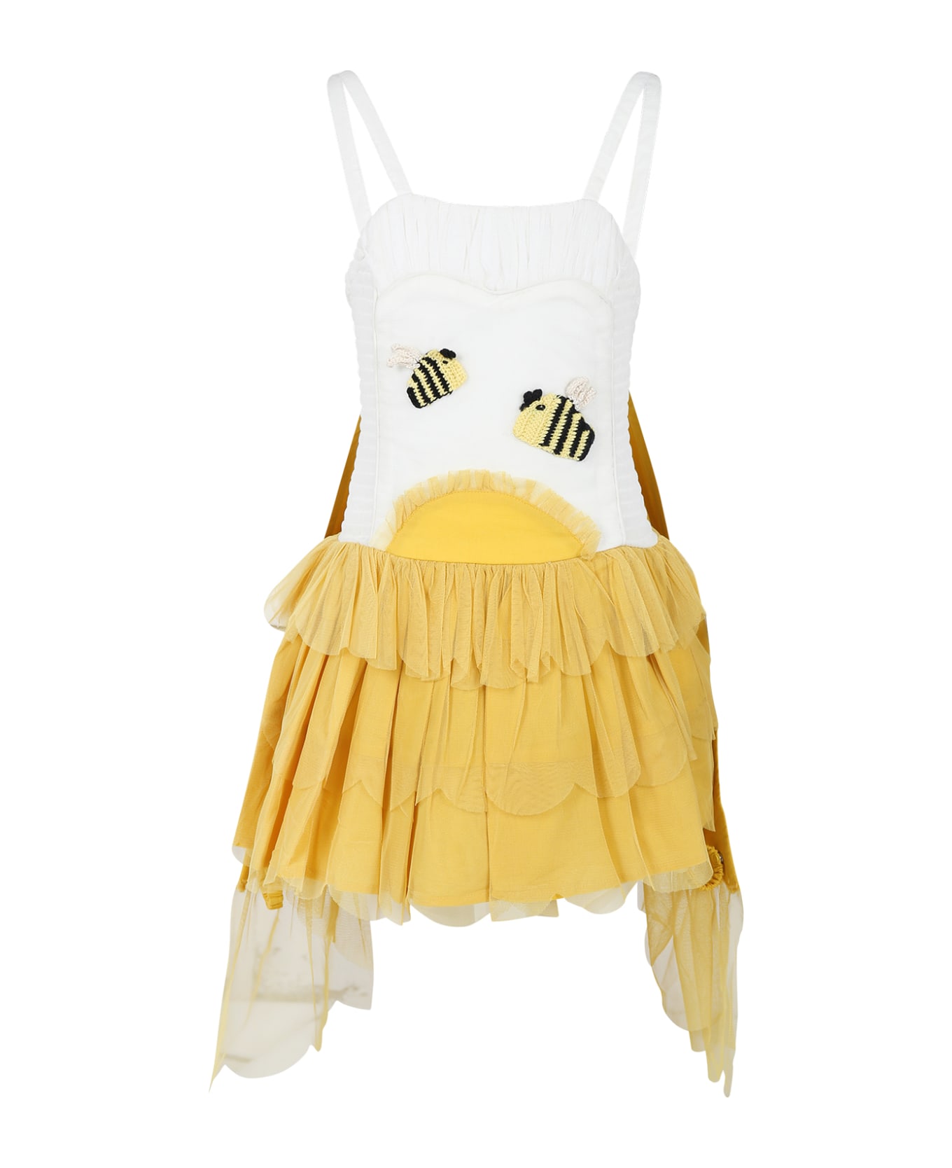 Stella McCartney Kids Yellow Dress For Girl With Bees - Yellow
