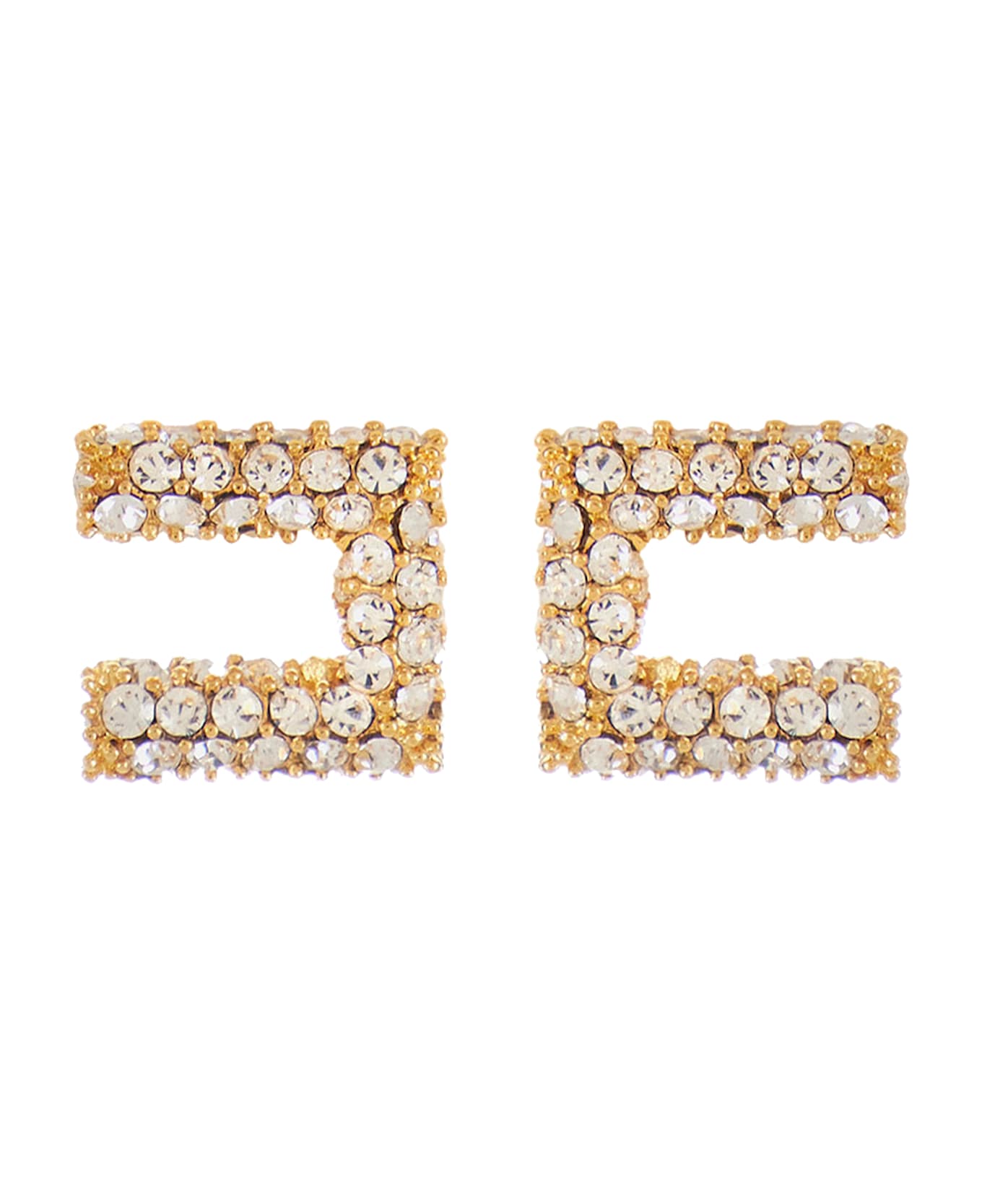 Elisabetta Franchi Logo Earrings - Golden