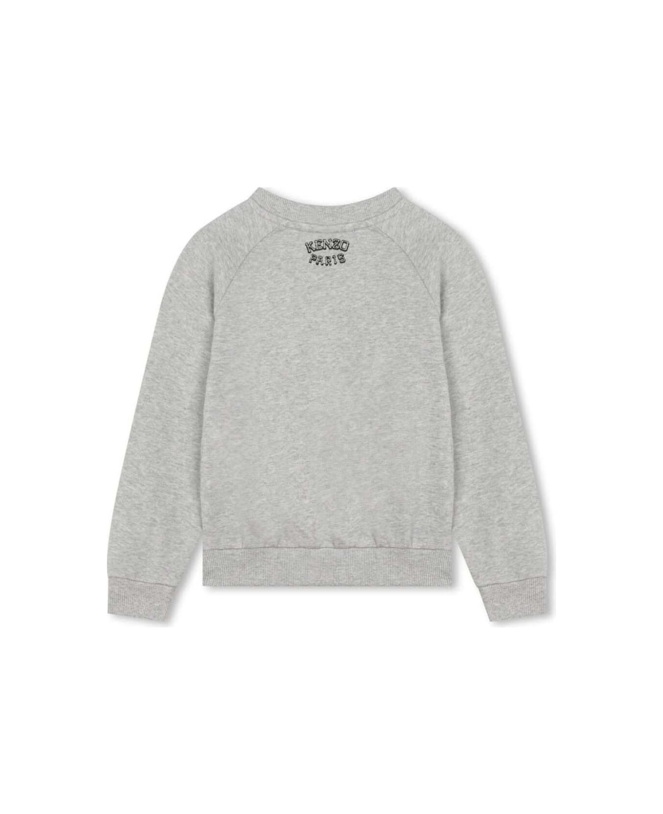 Kenzo Kids Grey Sweatshirt With Tiger Patch In Cotton Boy - Grey ニットウェア＆スウェットシャツ