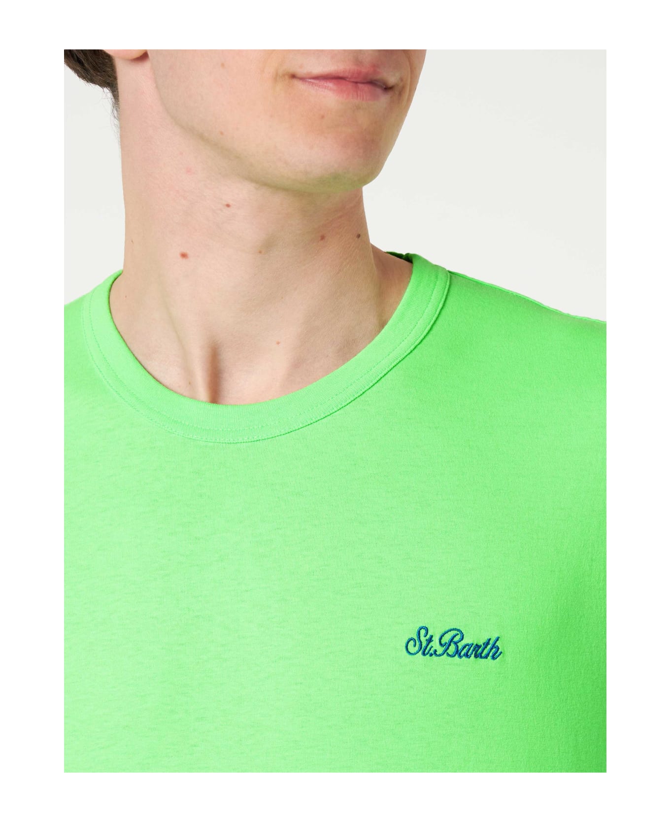 MC2 Saint Barth Man Green Cotton T-shirt - FLUO