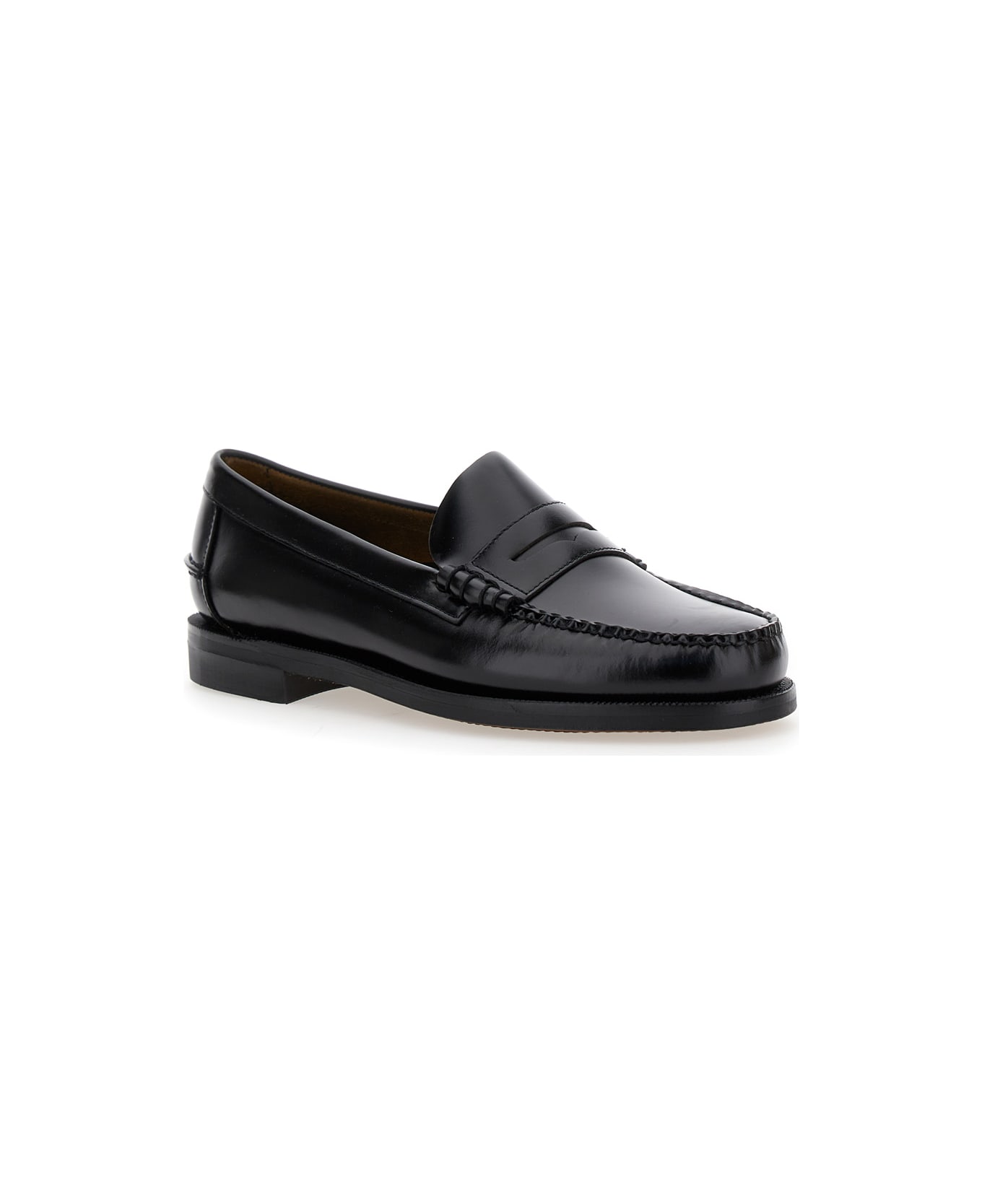 Sebago Black Pull-on Loafers In Leather Man - Black