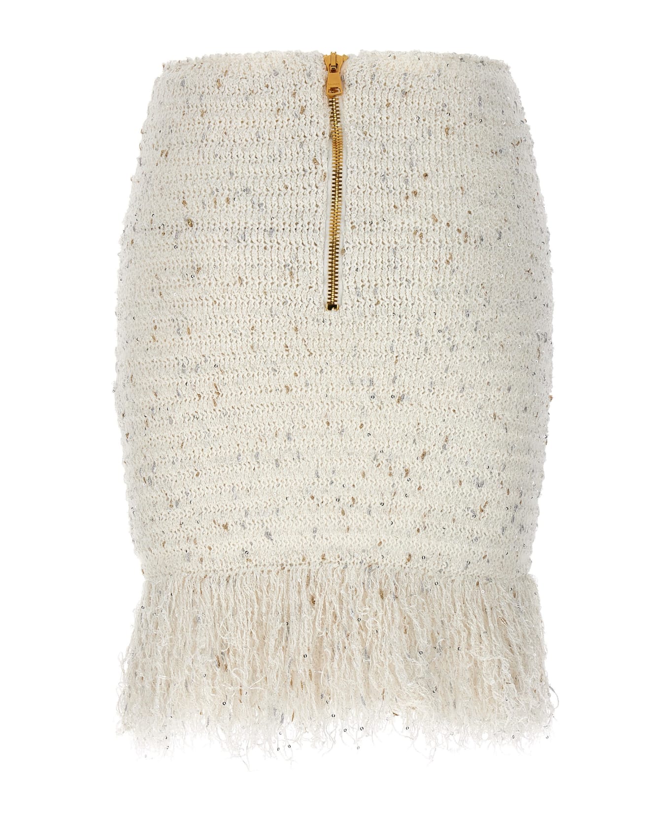 Balmain 'fringed Tweed' Skirt - White