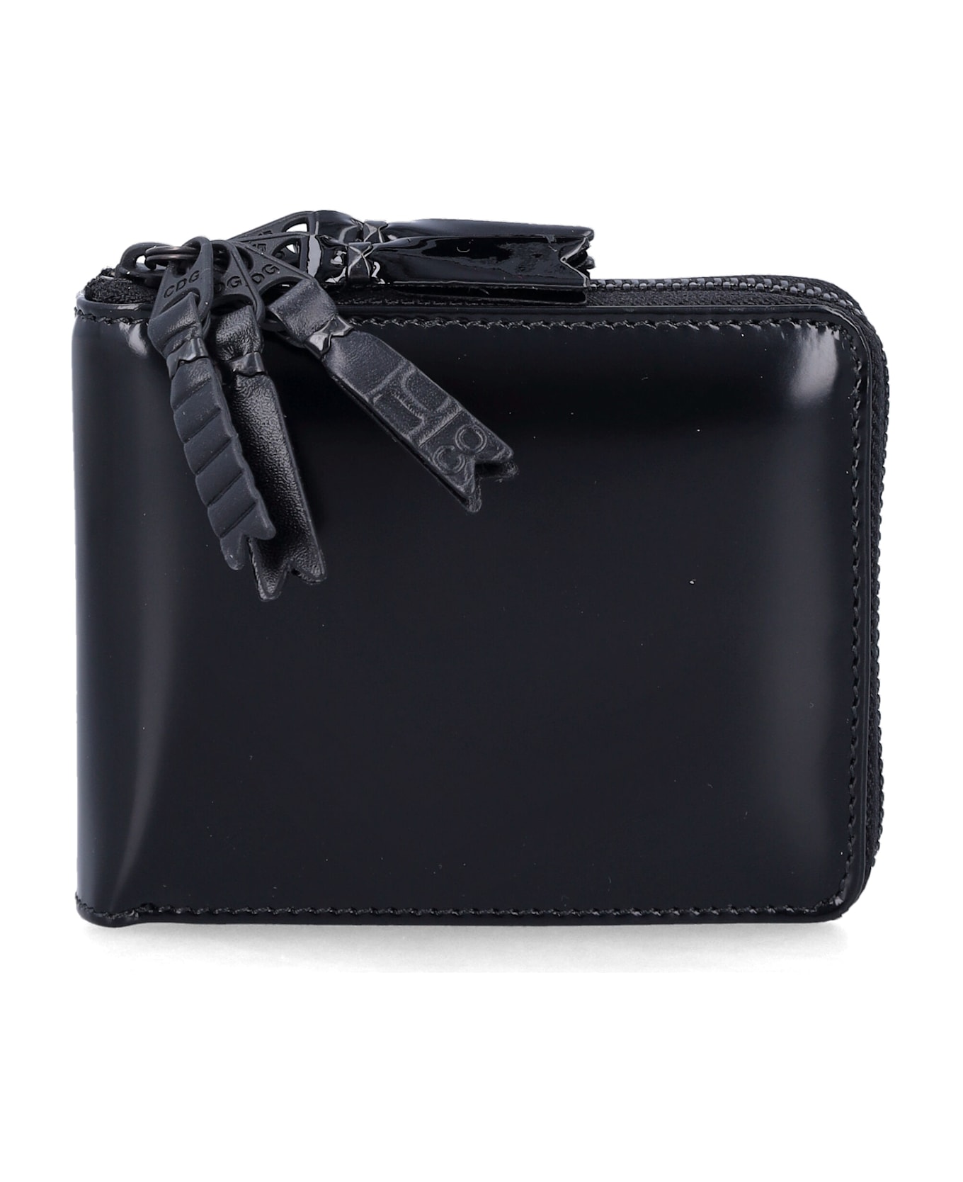 Comme des Garçons Wallet Leather Zipper Medley Wallet - BLACK