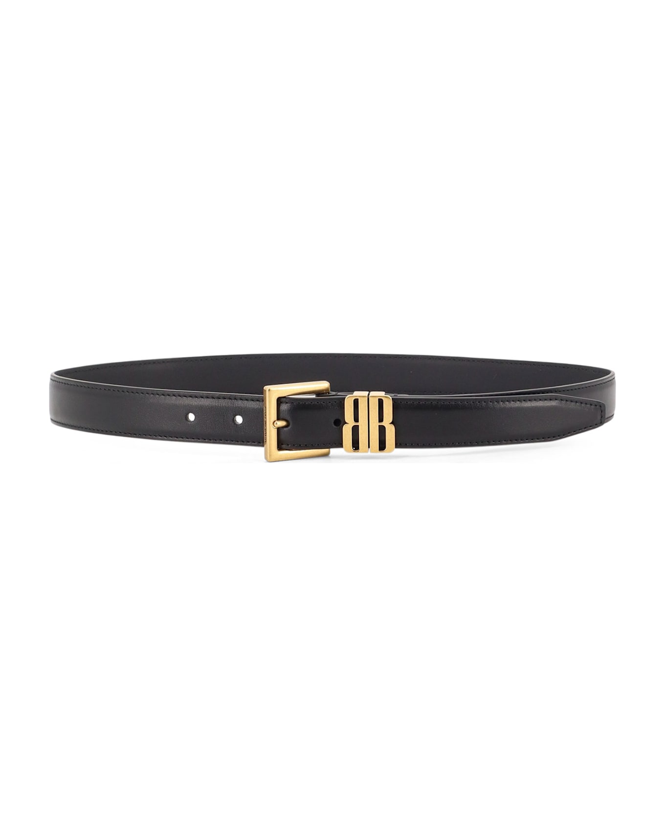 Balenciaga Leather Belt With Bb Editor Leather - Black ベルト