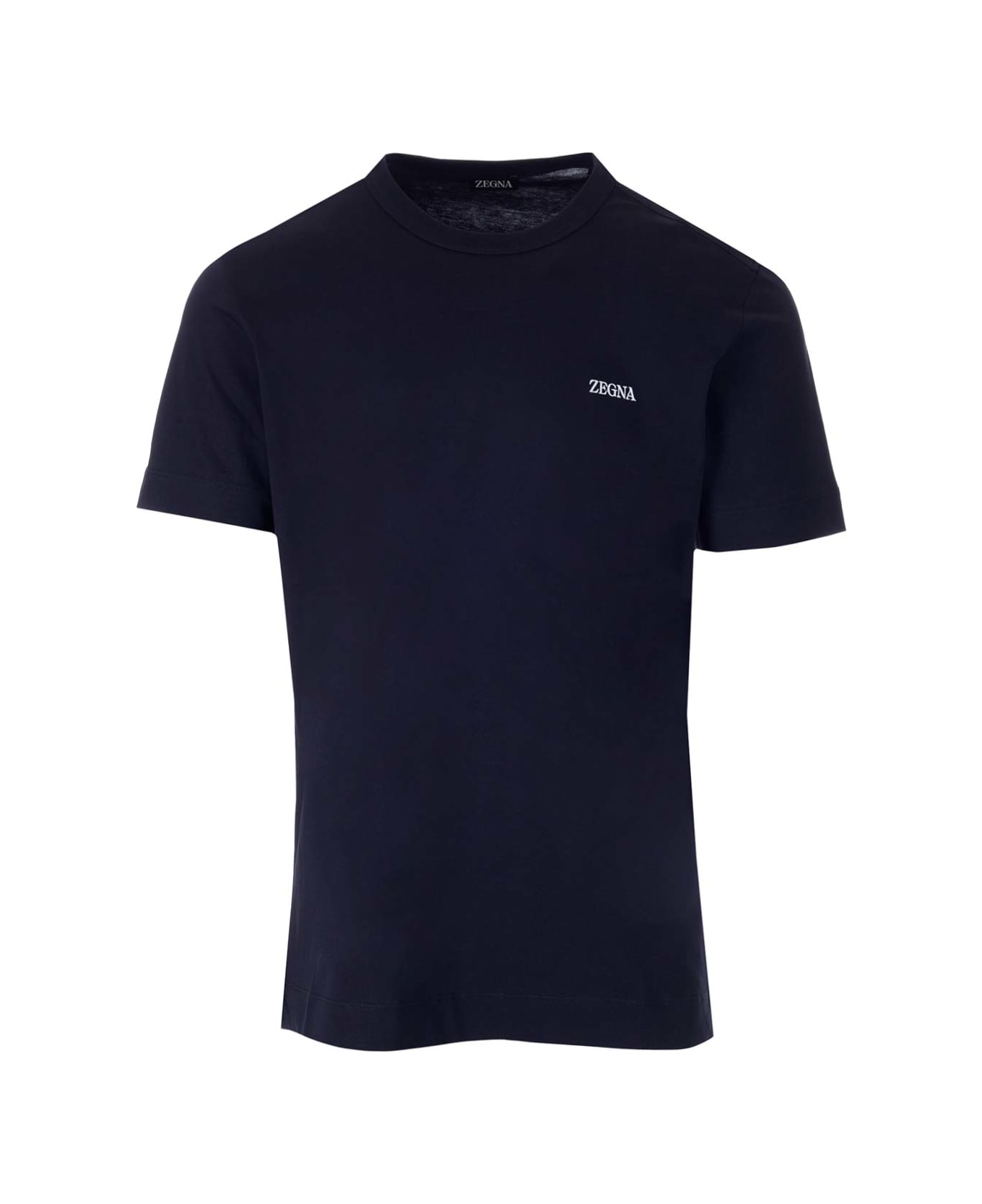 Zegna T-shirt With Mini Logo - Blue