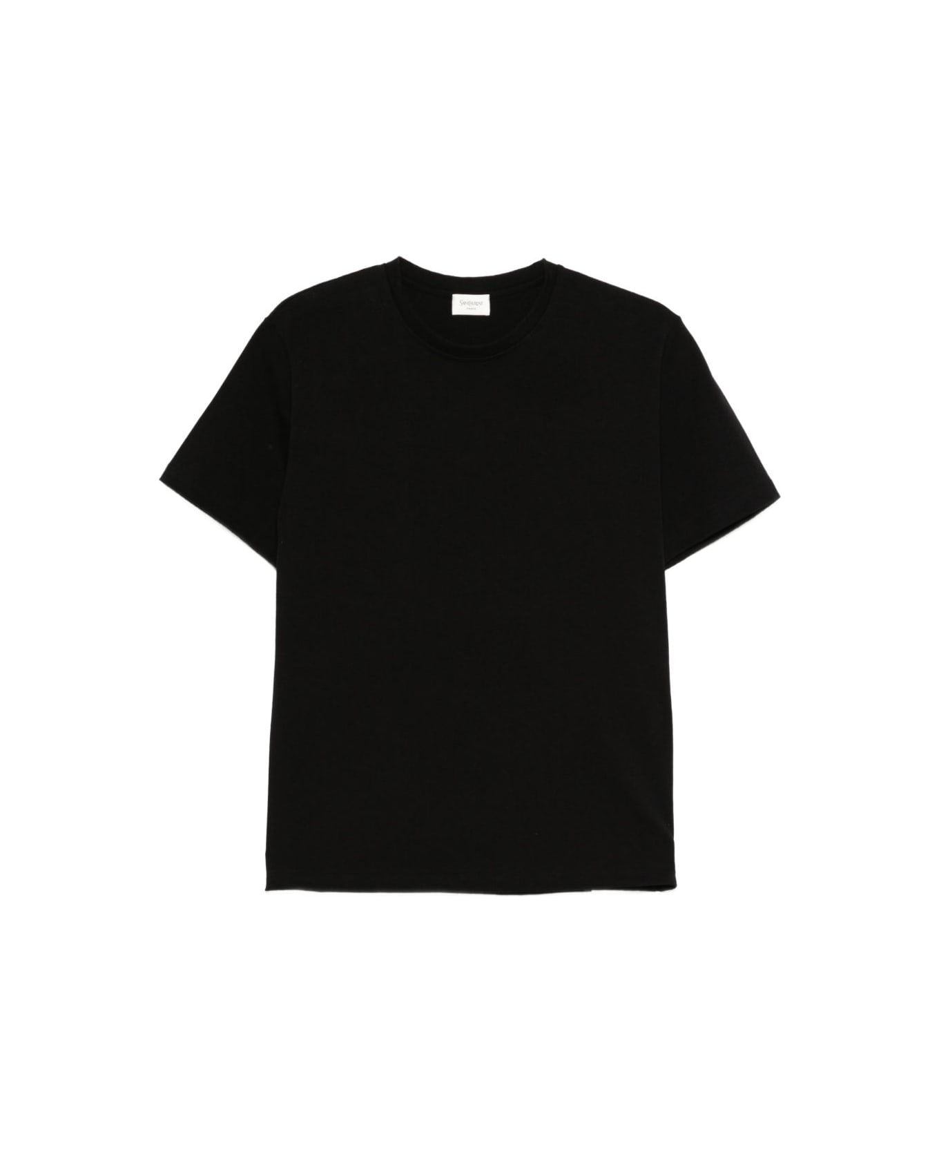 Saint Laurent Black Crew Neck Short Sleeves Cotton T-shirt - Black