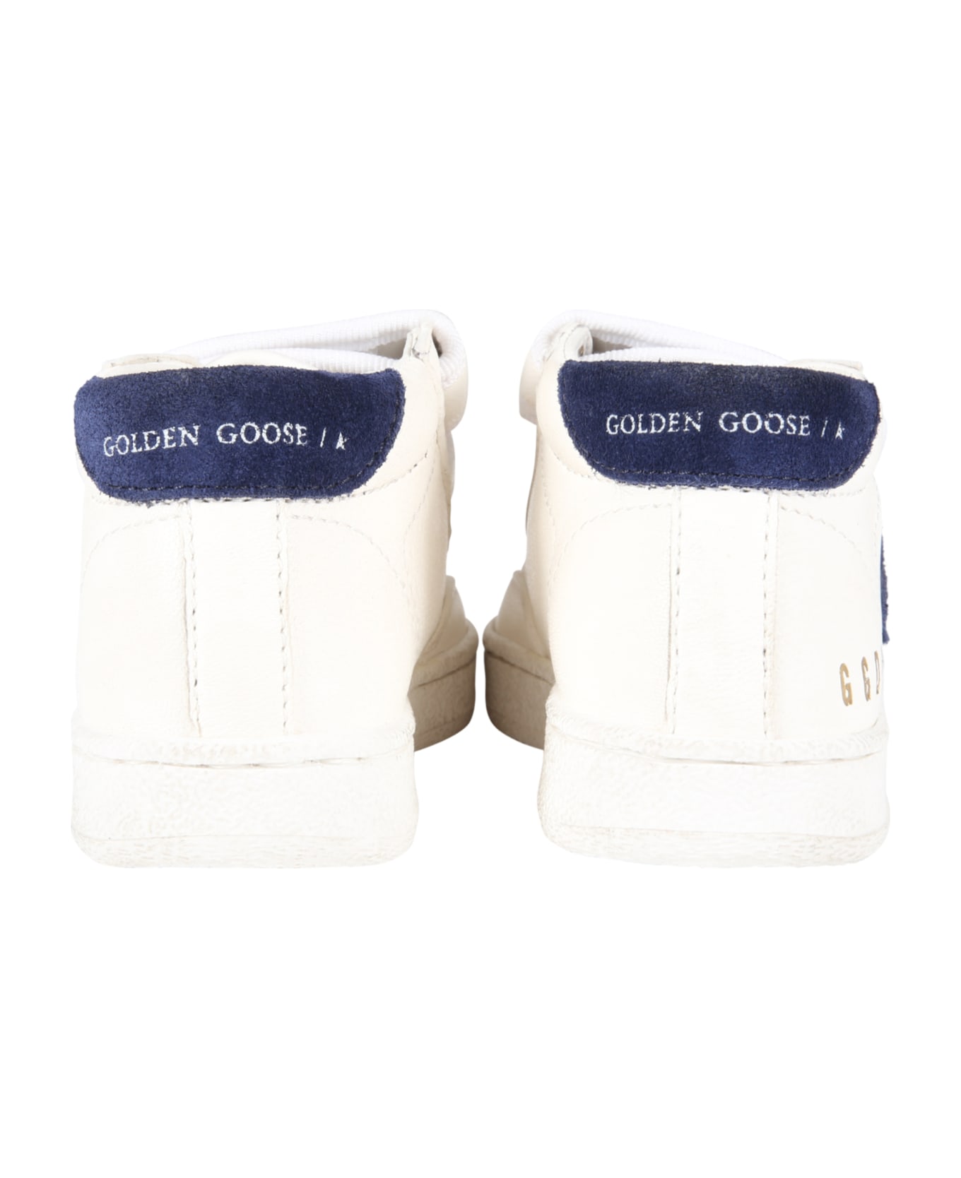 Golden Goose White Sneakers For Kids With Logo And Star - White