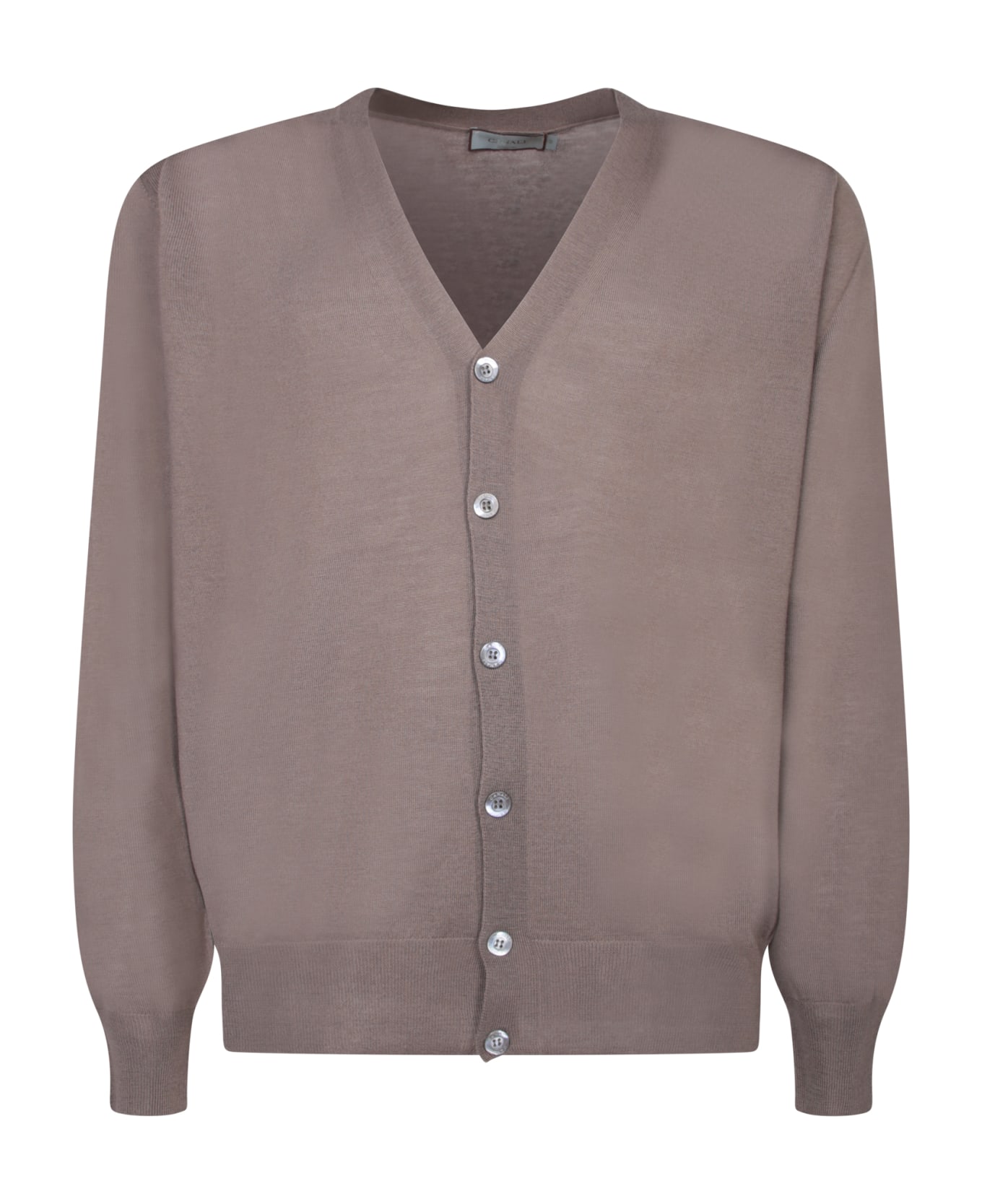 Canali Taupe Wool Cardigan - Beige