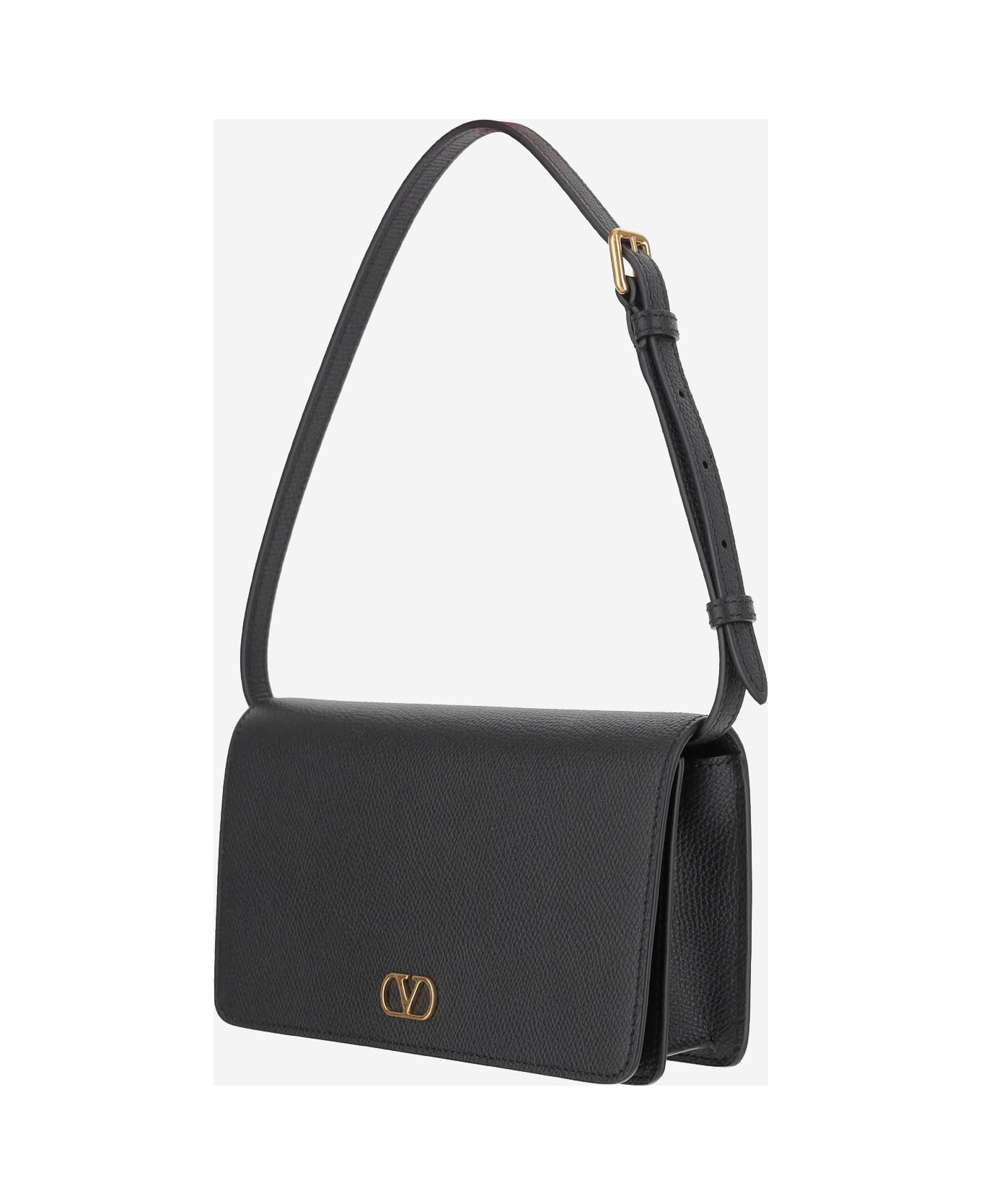 Valentino Garavani Black Leather Vlogo Signature Clutch - NERO