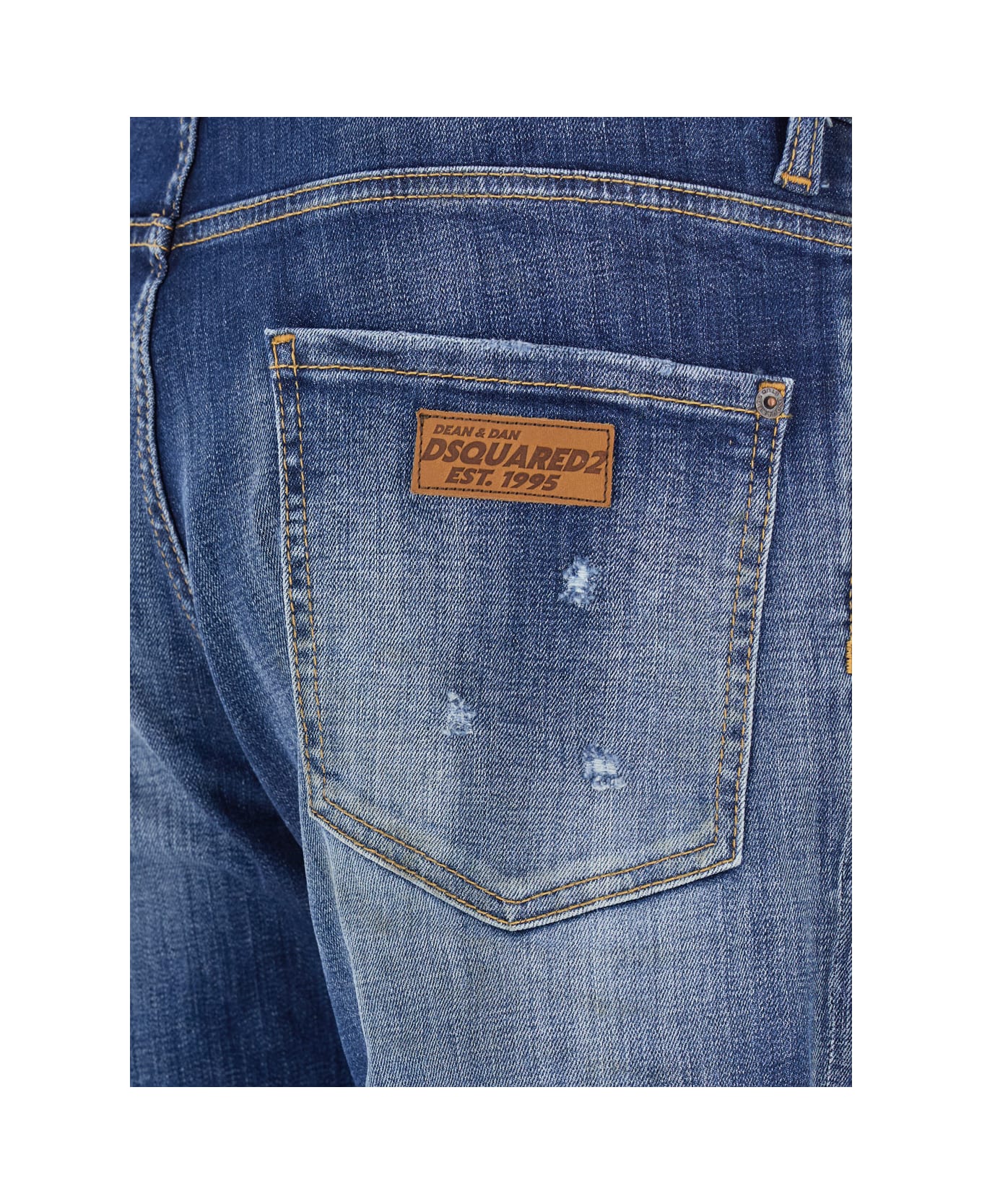 Dsquared2 'cool Guy' Blue Five-pocket Jeans With Logo Patch In Stretch Cotton Denim Man - Blu